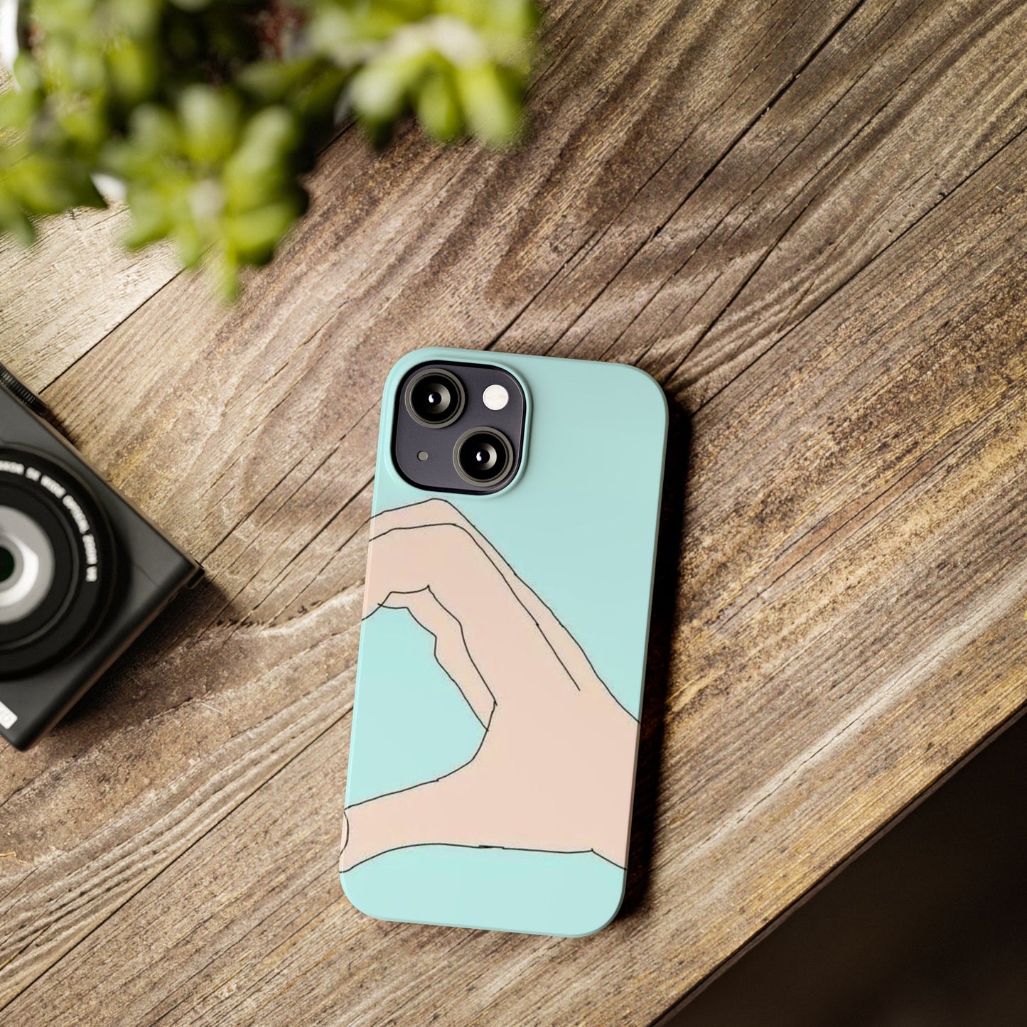 Artistic Heart Gesture Slim Phone Case - Perfect Gift for Loved Ones