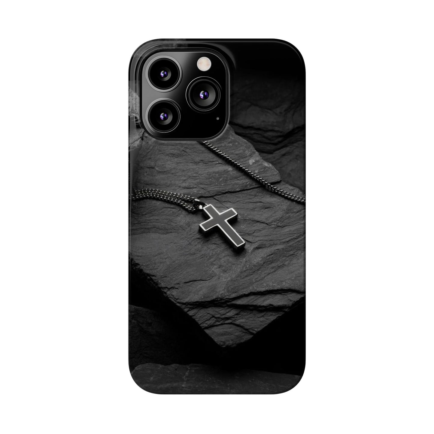 Minimalist Black Cross Slim Phone Case - Stylish & Modern Design