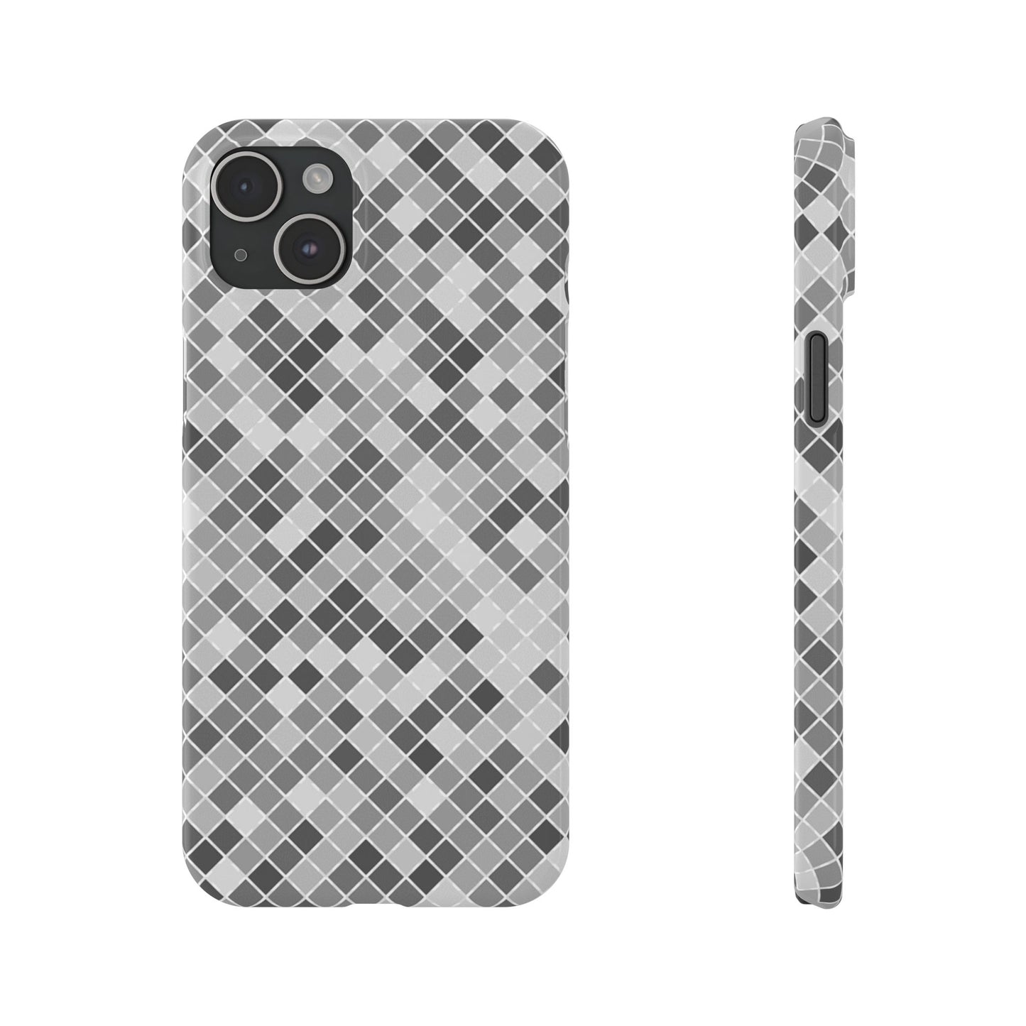 Chic Grey Mosaic Slim Phone Case - Stylish Protection for Modern Lifestyle