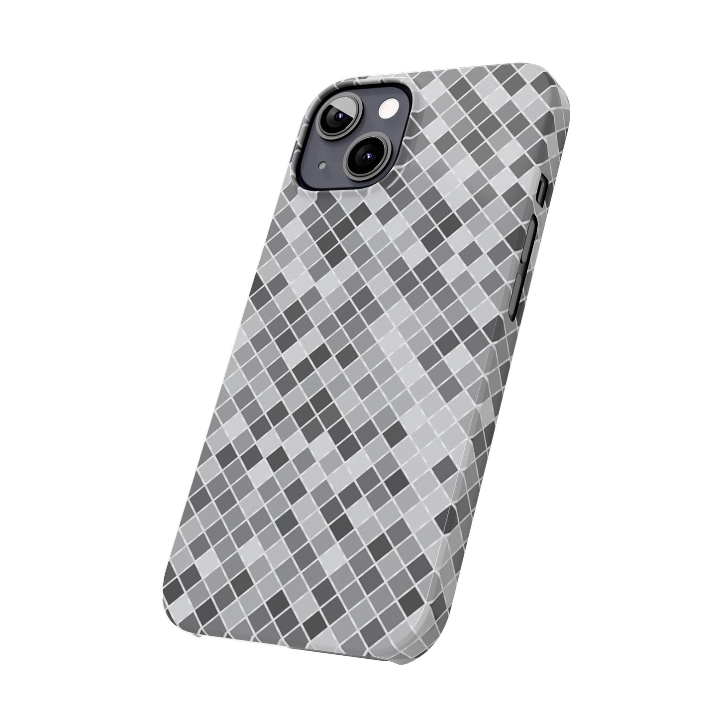 Chic Grey Mosaic Slim Phone Case - Stylish Protection for Modern Lifestyle