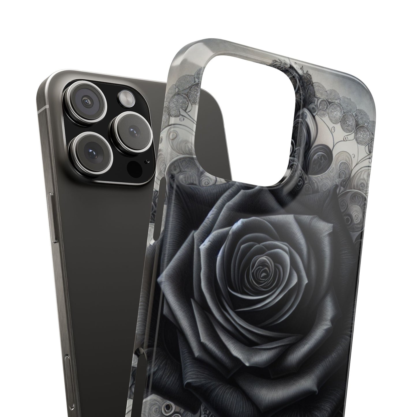 Elegant Black Rose Slim Phone Case for Stylish Protection