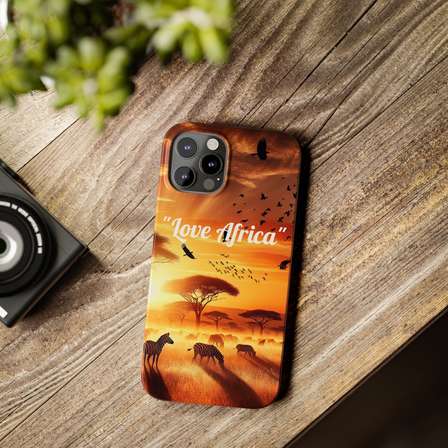 Slim Phone Case - "Love Africa" Sunset Design - Perfect Gift for Nature Lovers