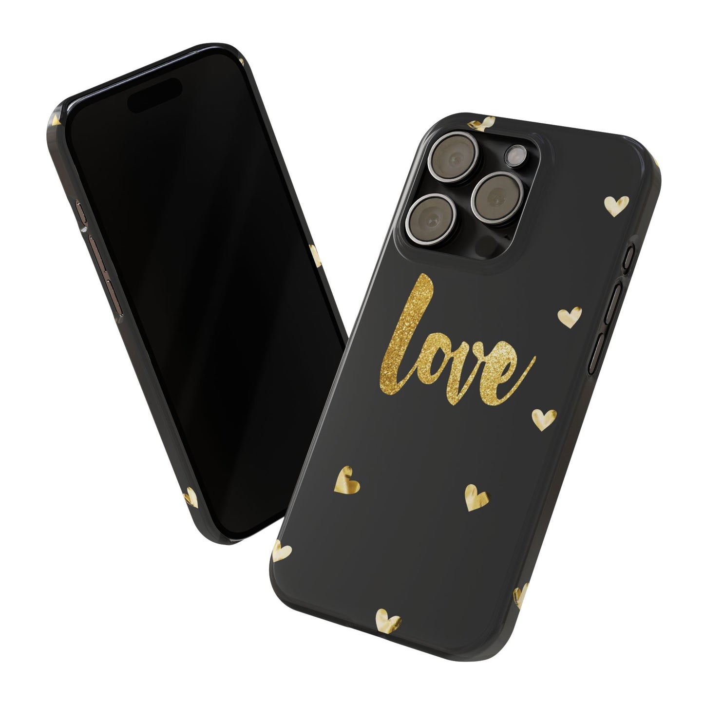 Glitter Love Slim Phone Case - Stylish Black Love Design