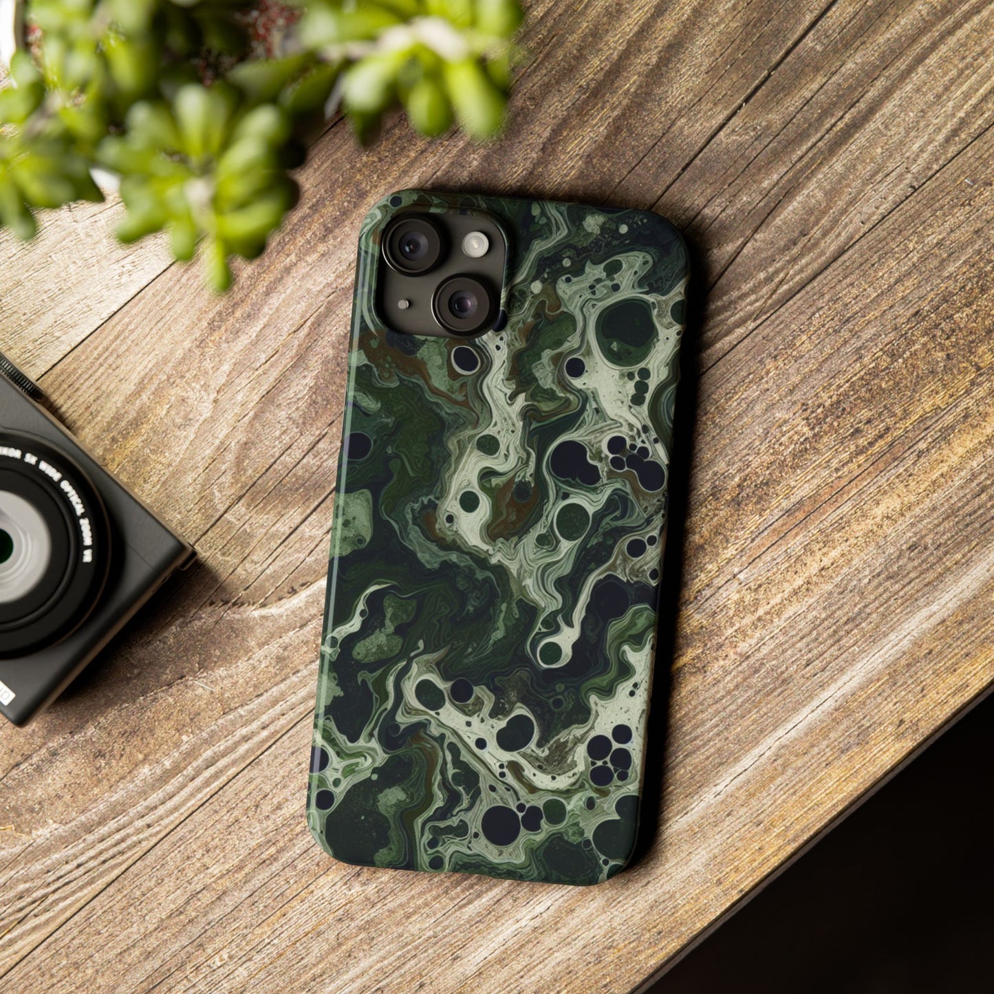 Marbled Green Slim Phone Case - Stylish Protection for Nature Lovers