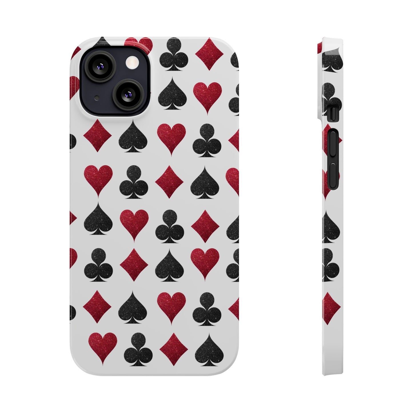 Stylish Playing Card Slim Phone Case - Red & Black Design