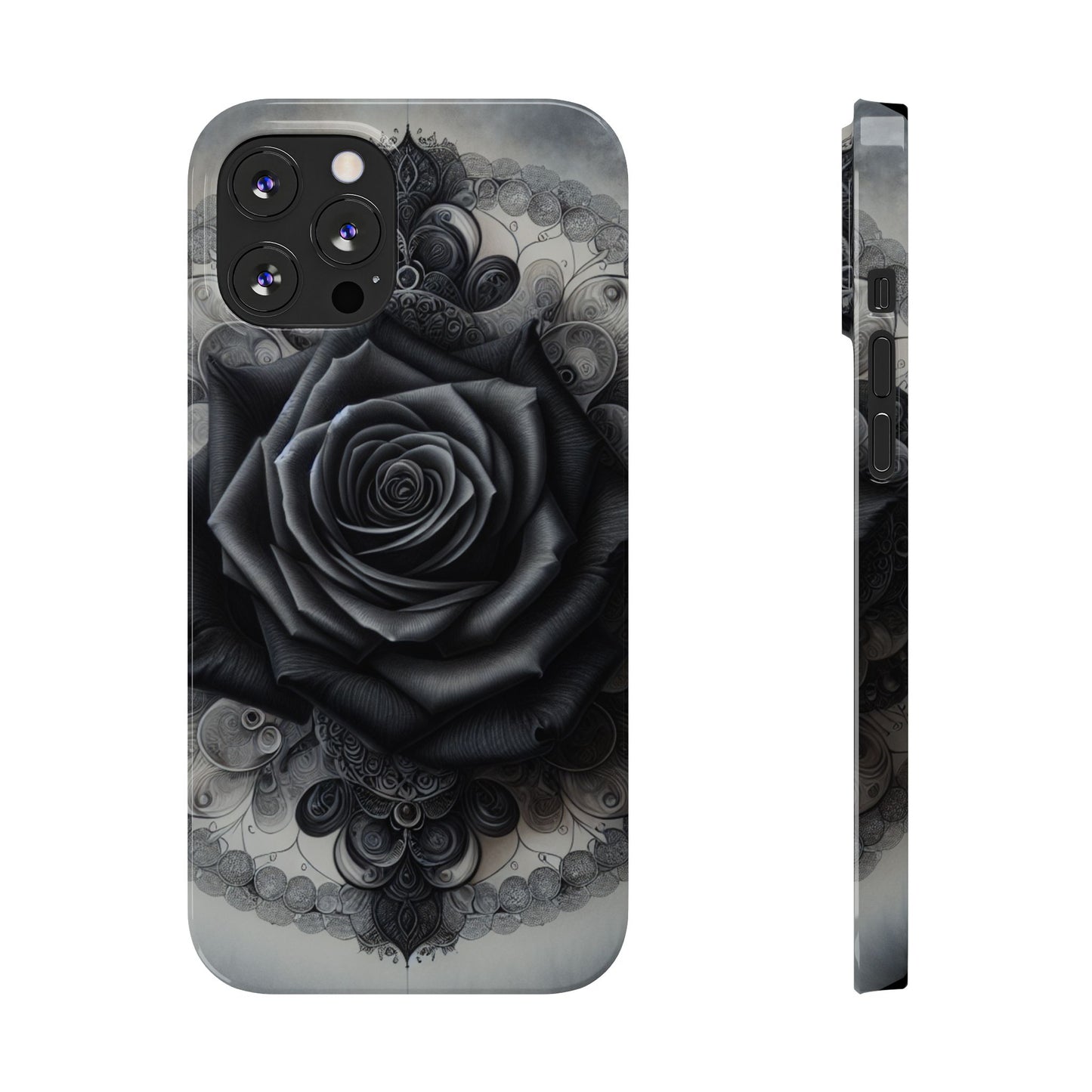 Elegant Black Rose Slim Phone Case for Stylish Protection