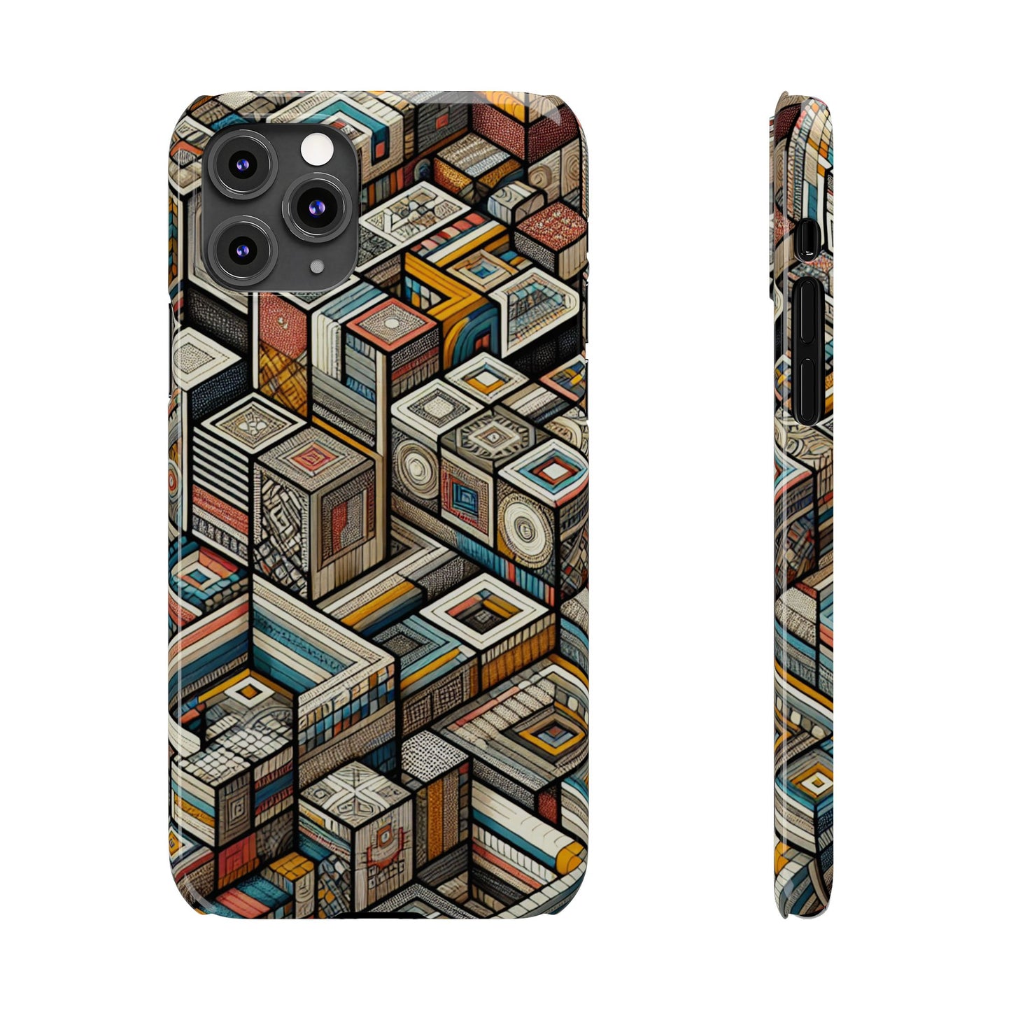 Artistic  Retro Geometric Slim Phone Case - Unique Abstract Design