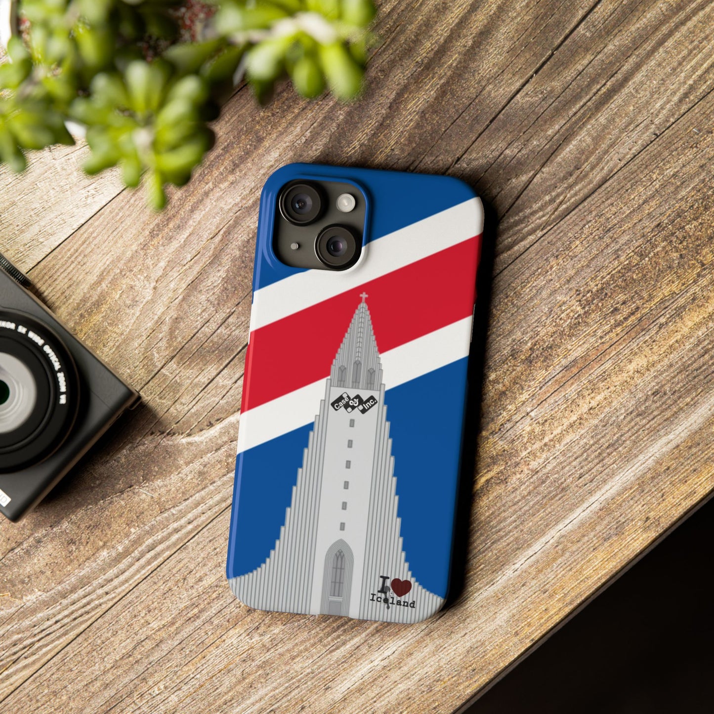 I Love Iceland Slim Phone Case - Colorful Reykjavík Landmark Design