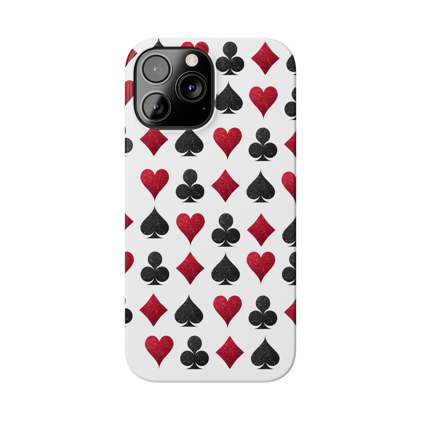 Stylish Playing Card Slim Phone Case - Red & Black Design