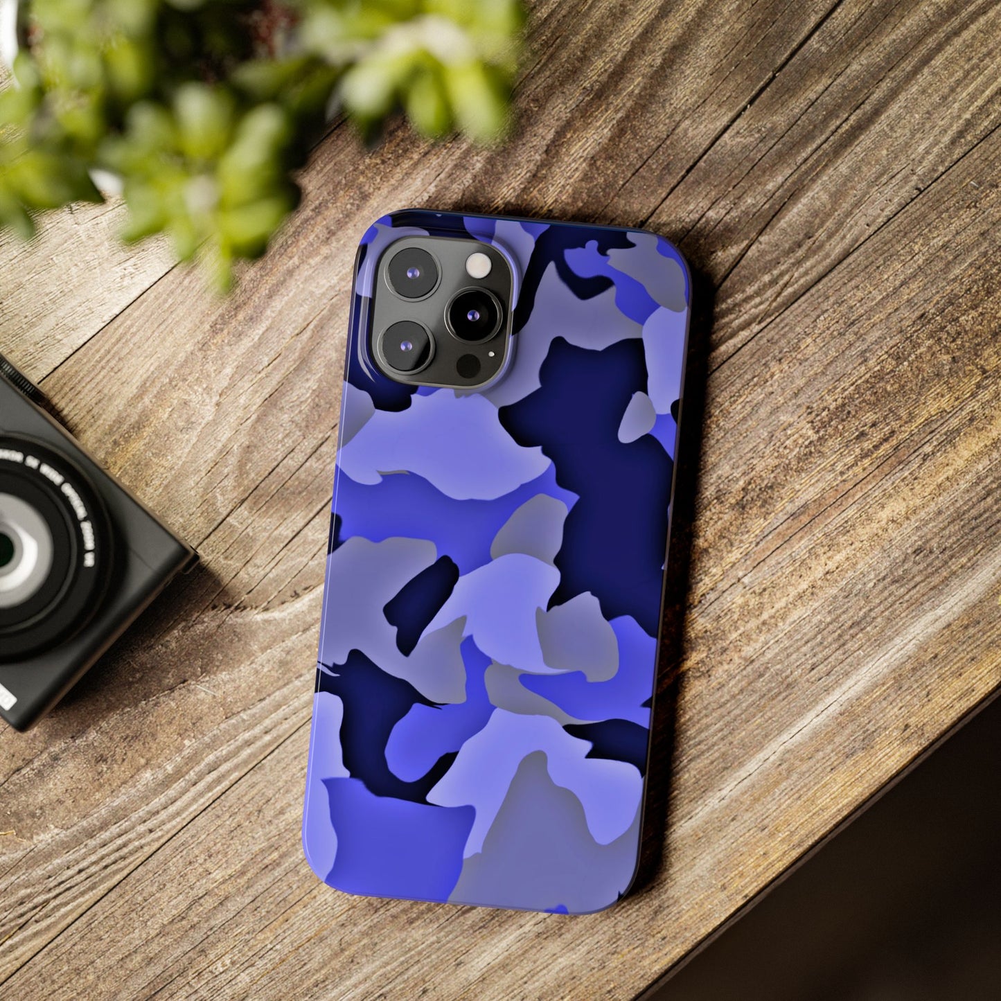 Stylish Slim Phone Case - Blue Abstract Camo Design for Trendsetters