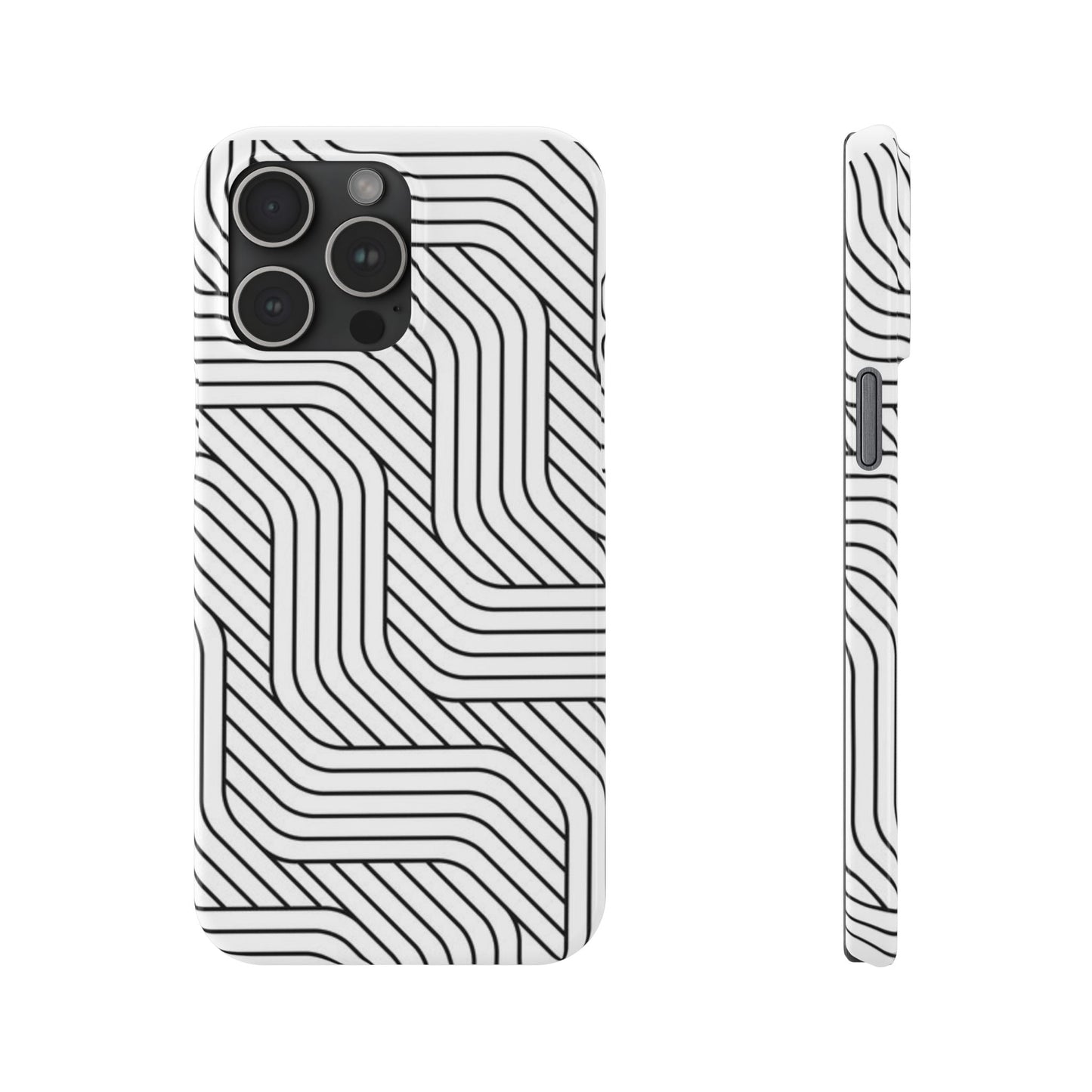 Stylish Geometric Slim Phone Case - Sleek Black and White Design for Minimalist Aesthetics