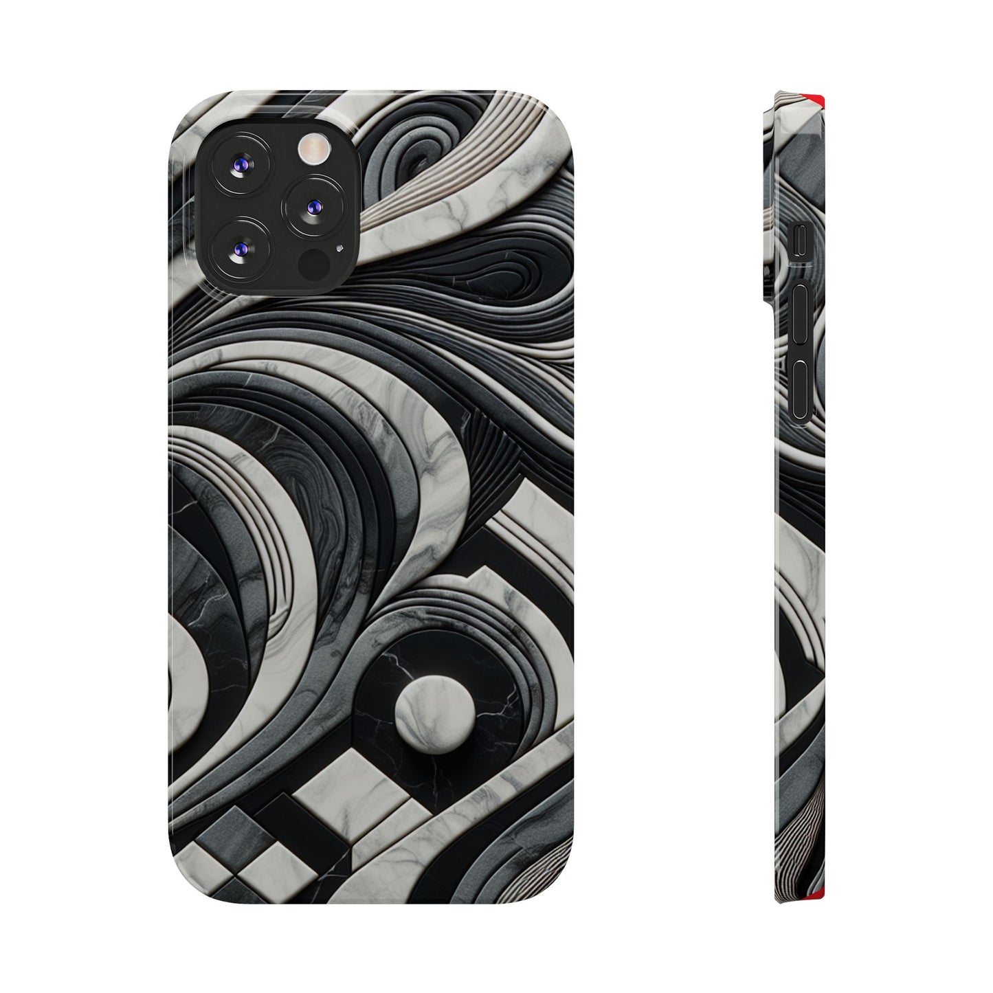 Elegant Marble Slim Phone Case - Stylish Black & White Design