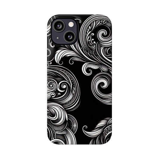 Elegant Black Swirl Slim Phone Case - Artistic Design for All Occasions