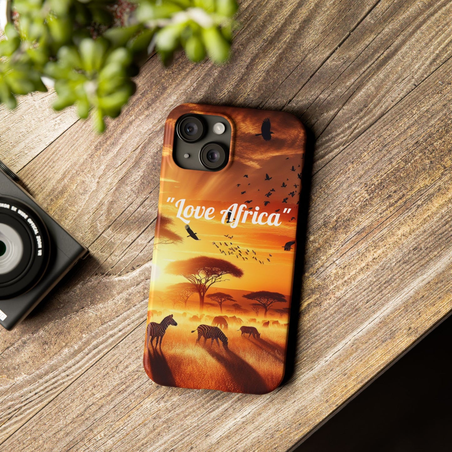 Slim Phone Case - "Love Africa" Sunset Design - Perfect Gift for Nature Lovers