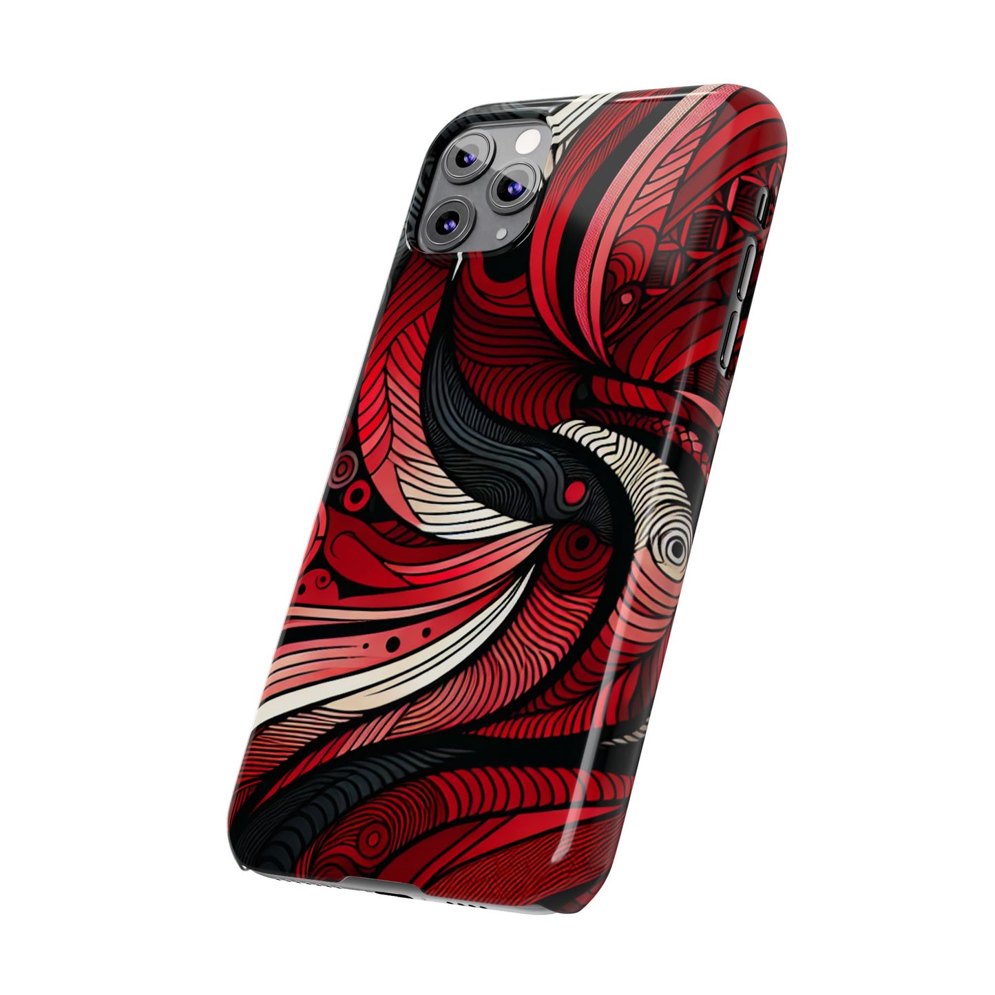 Artistic Red Swirl Slim Phone Case - Trendy Design for Stylish Protection