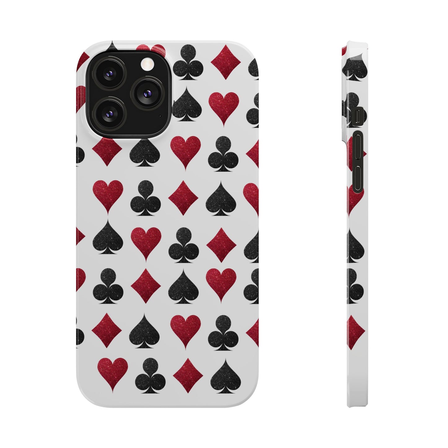 Stylish Playing Card Slim Phone Case - Red & Black Design