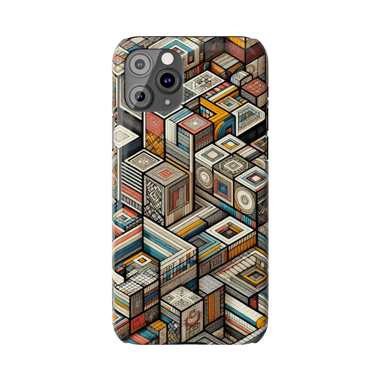 Artistic  Retro Geometric Slim Phone Case - Unique Abstract Design