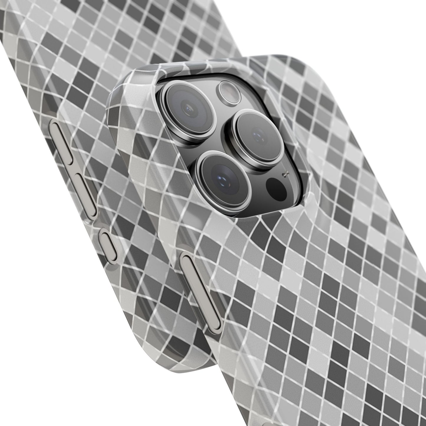 Chic Grey Mosaic Slim Phone Case - Stylish Protection for Modern Lifestyle