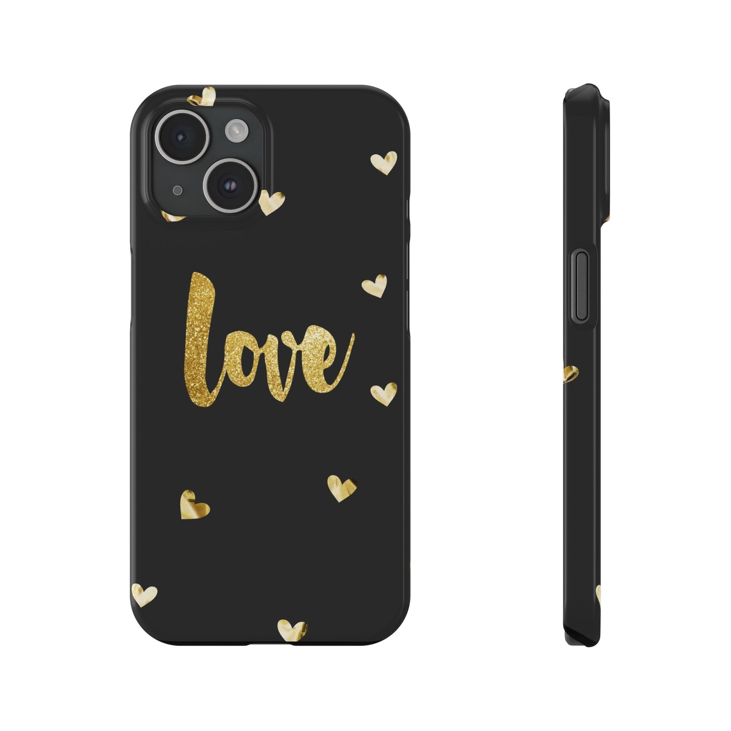 Glitter Love Slim Phone Case - Stylish Black Love Design