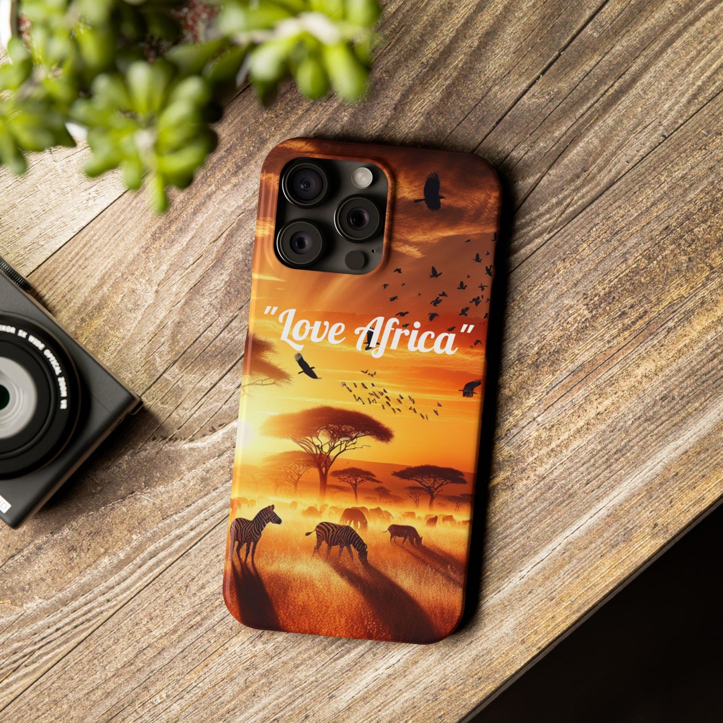 Slim Phone Case - "Love Africa" Sunset Design - Perfect Gift for Nature Lovers