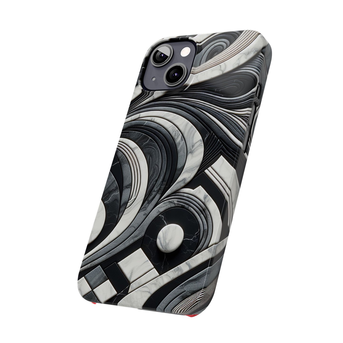 Elegant Marble Slim Phone Case - Stylish Black & White Design