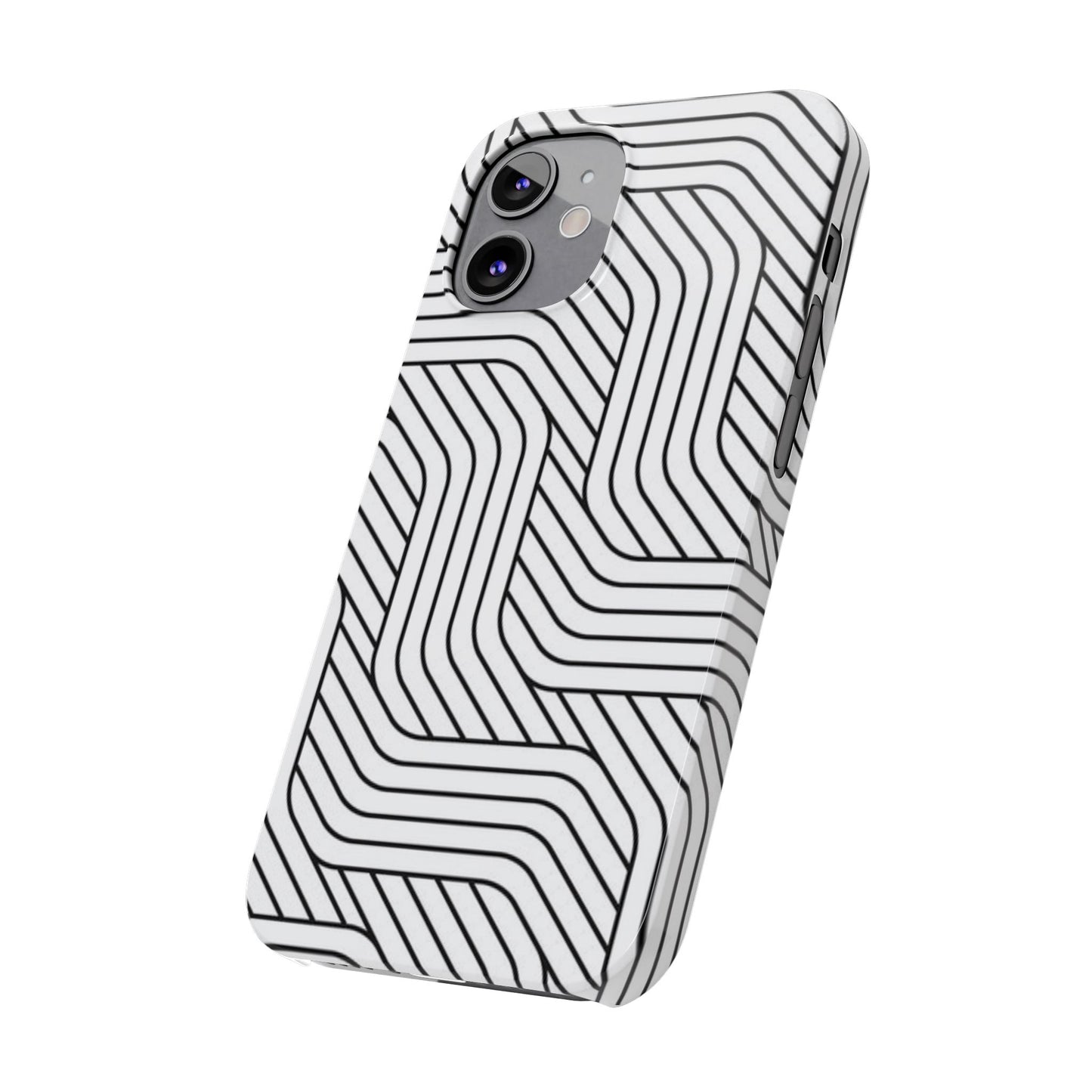 Stylish Geometric Slim Phone Case - Sleek Black and White Design for Minimalist Aesthetics