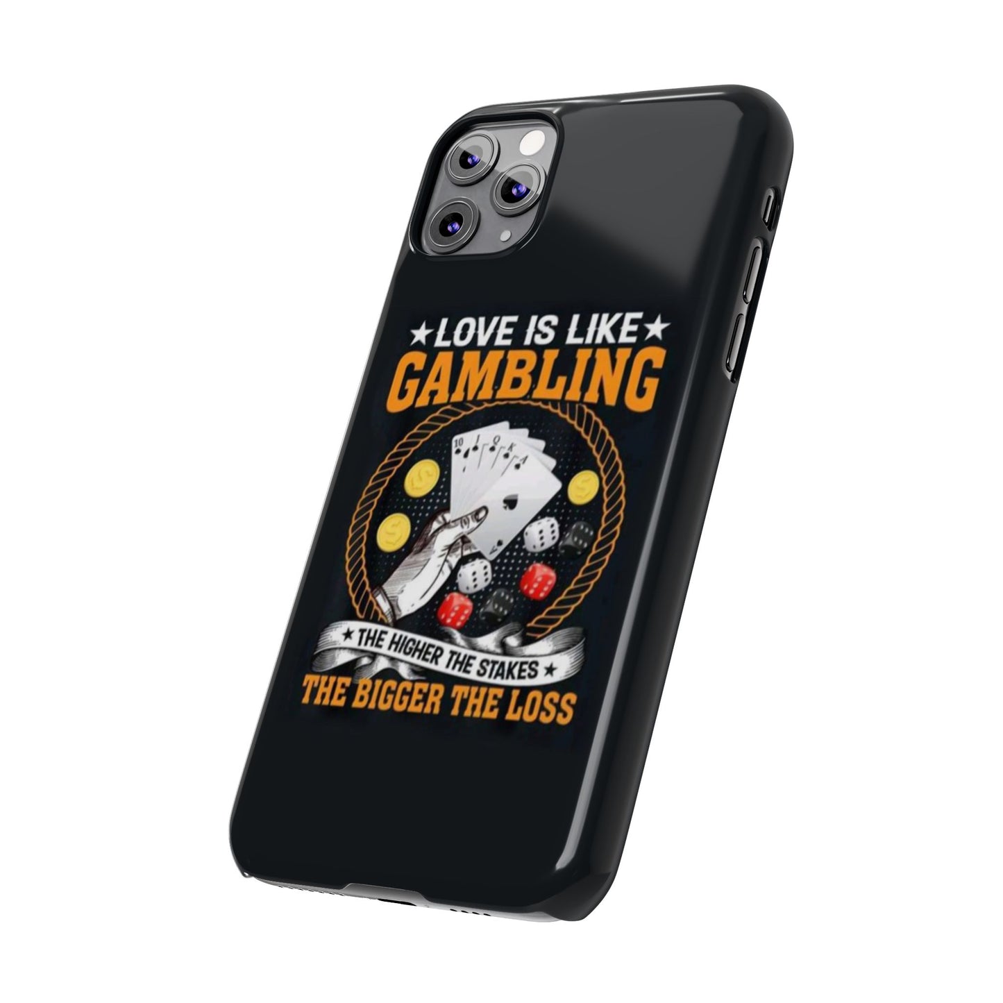 Gambling-Themed Slim Phone Case - 'Love is Like Gambling' Design