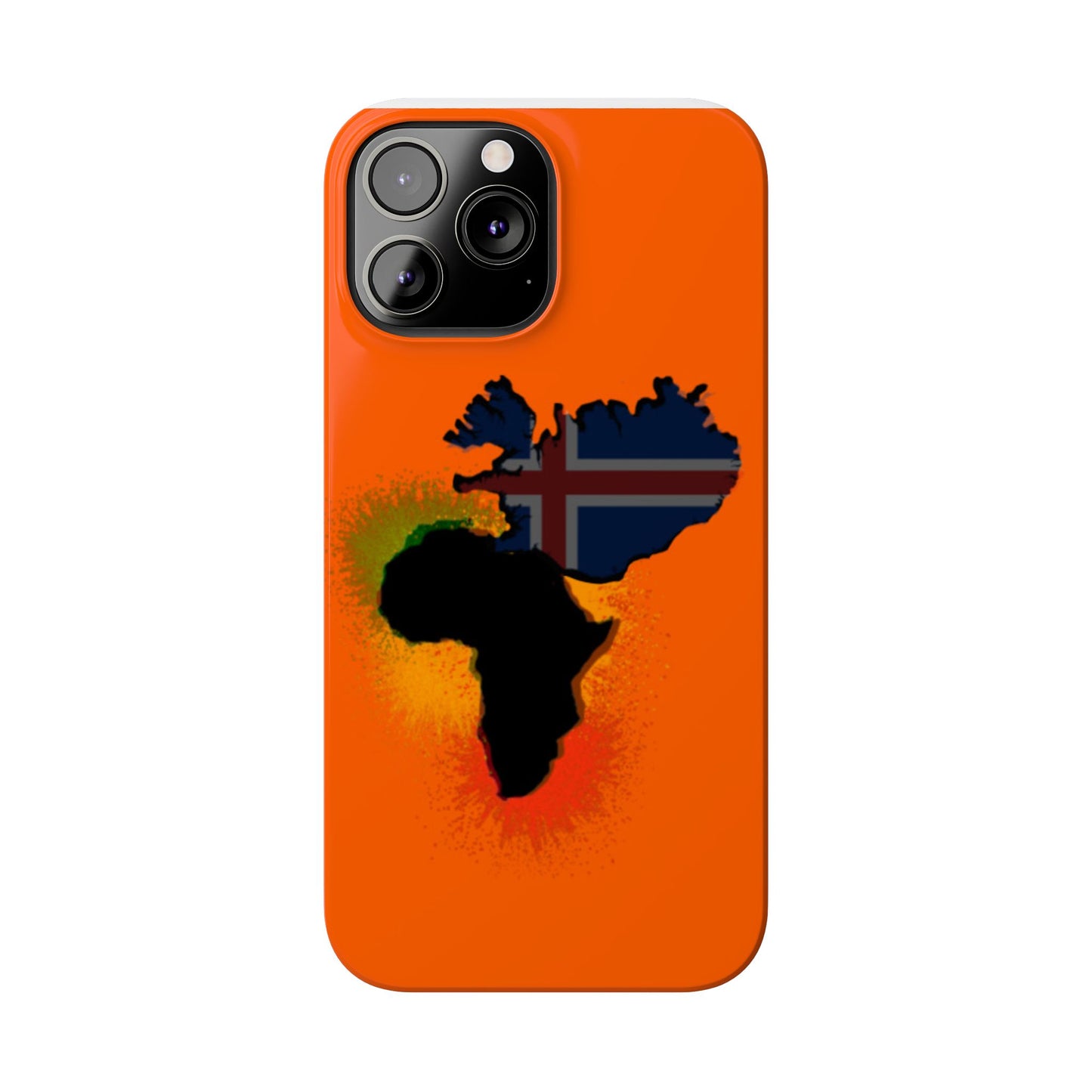 Bold African Map Slim Phone Case with Icelandic Flag