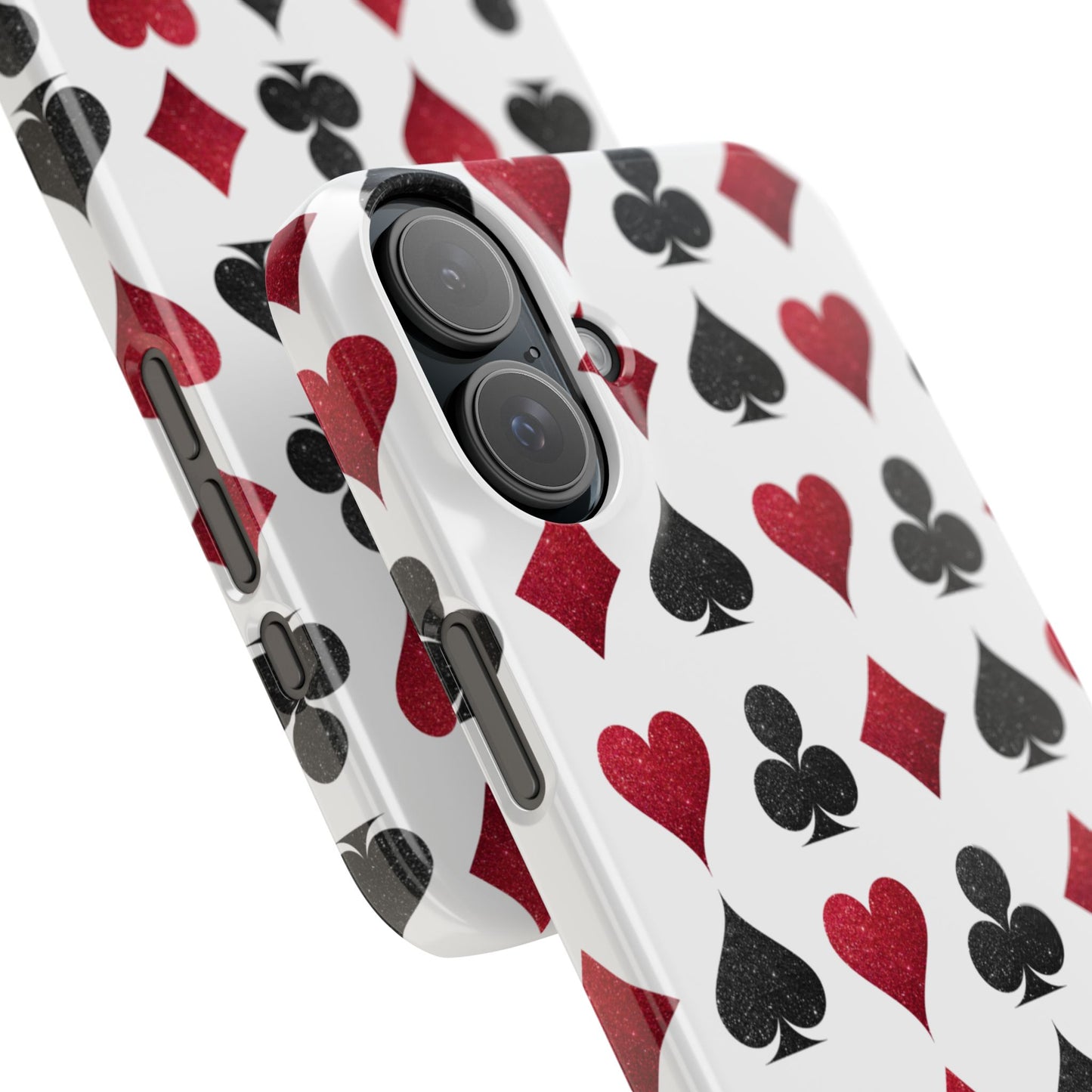 Stylish Playing Card Slim Phone Case - Red & Black Design