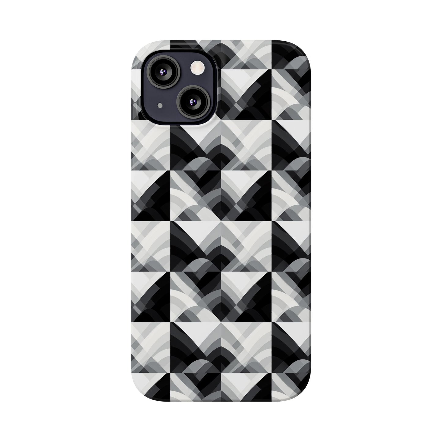 Stylish Black and Gray Slim Phone Case - Geometric Pattern for Modern Aesthetics