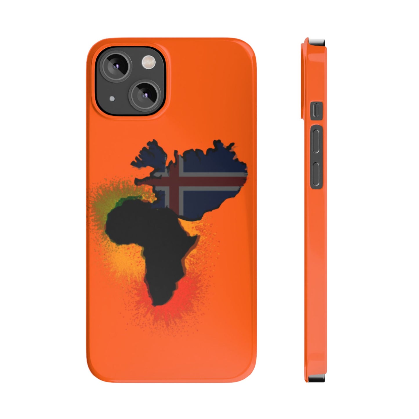 Bold African Map Slim Phone Case with Icelandic Flag