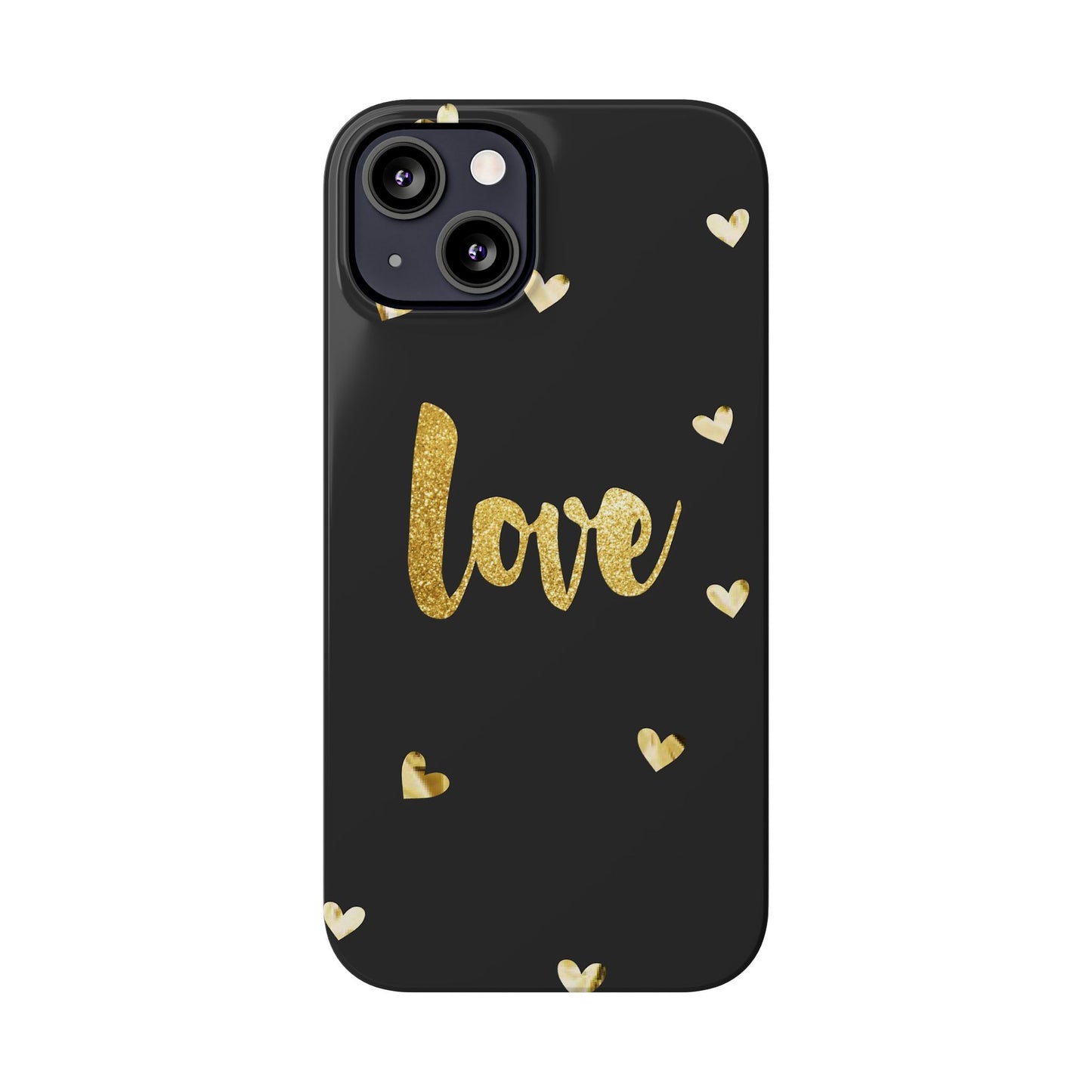 Glitter Love Slim Phone Case - Stylish Black Love Design