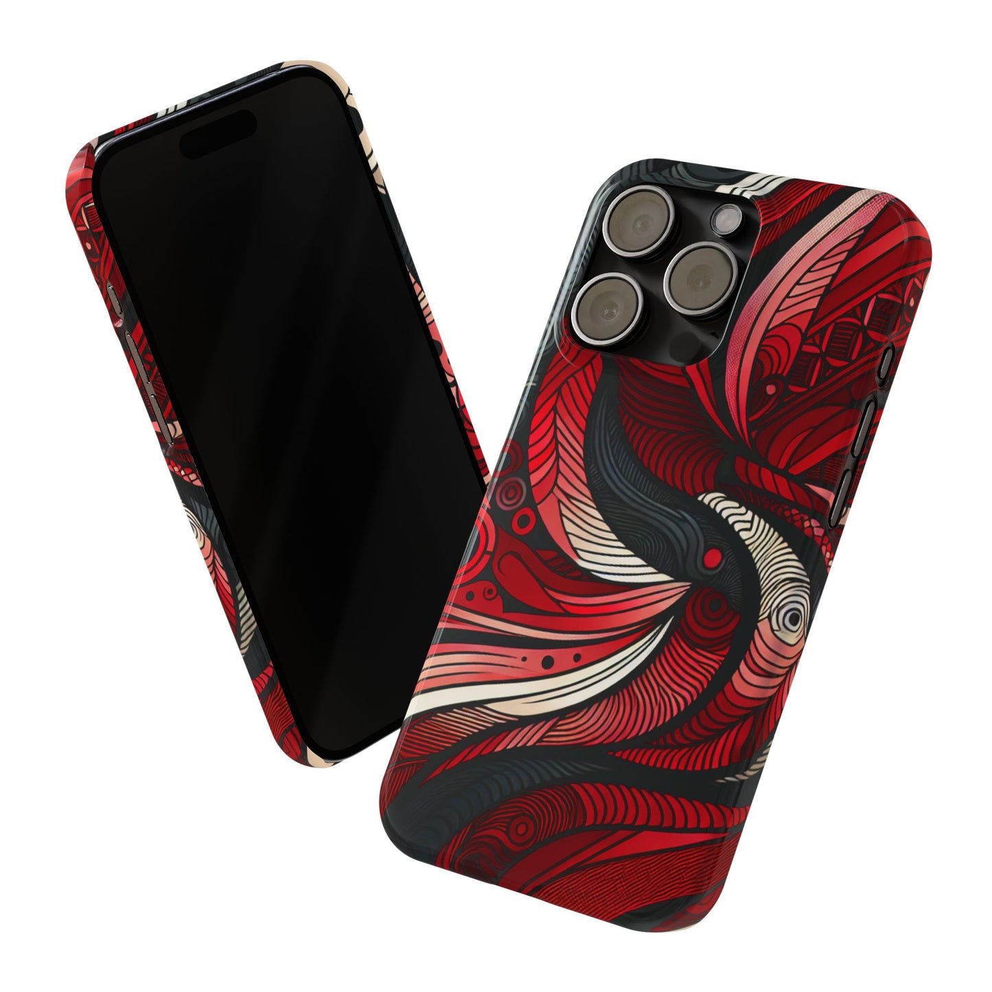 Artistic Red Swirl Slim Phone Case - Trendy Design for Stylish Protection