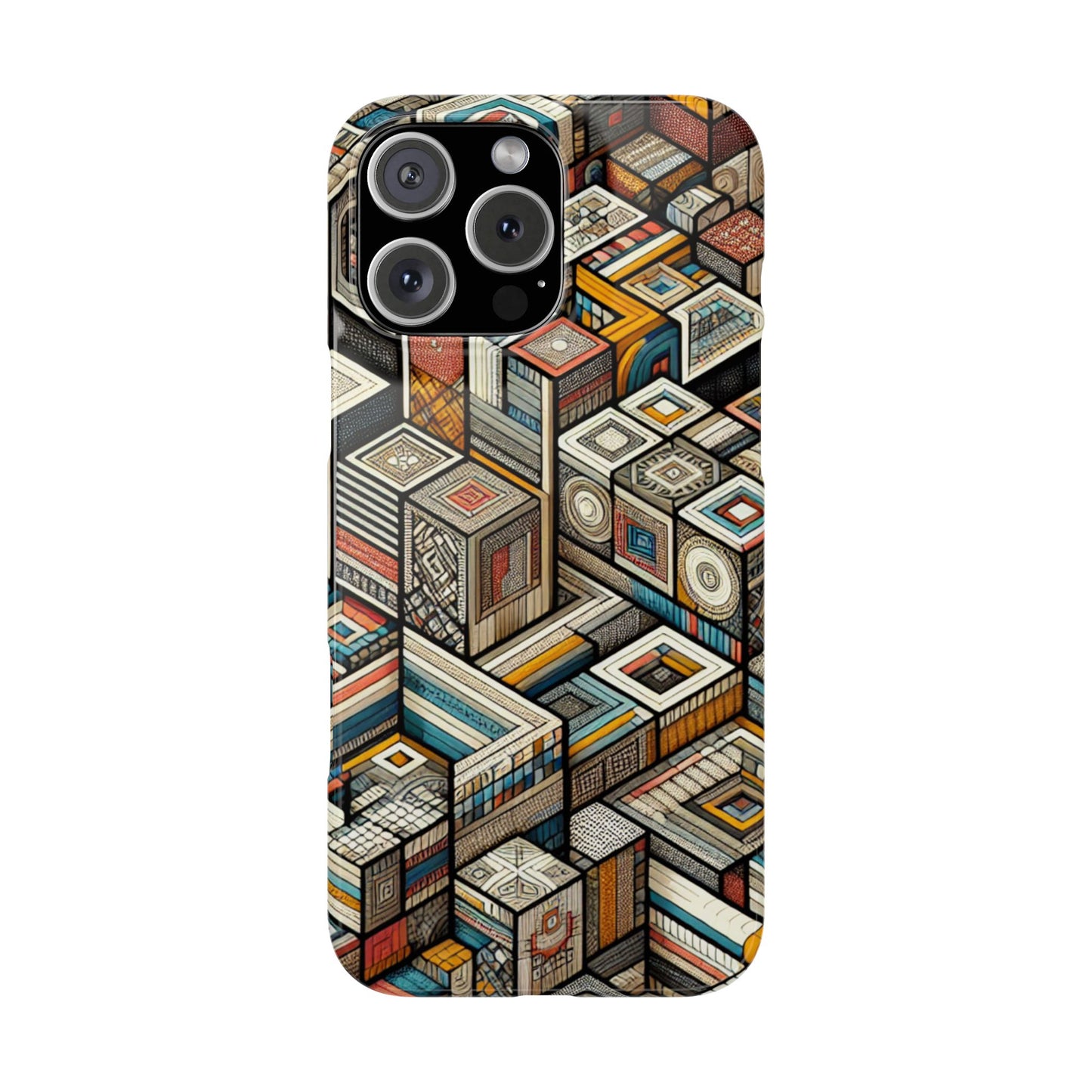 Artistic  Retro Geometric Slim Phone Case - Unique Abstract Design