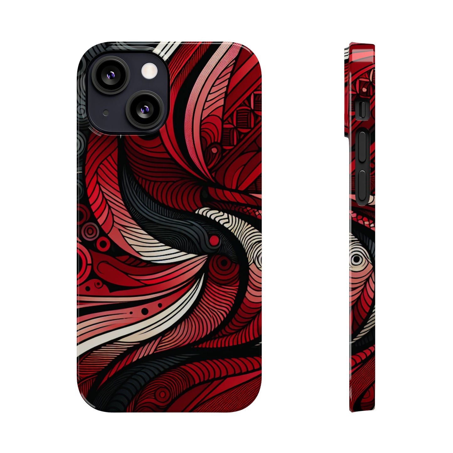 Artistic Red Swirl Slim Phone Case - Trendy Design for Stylish Protection