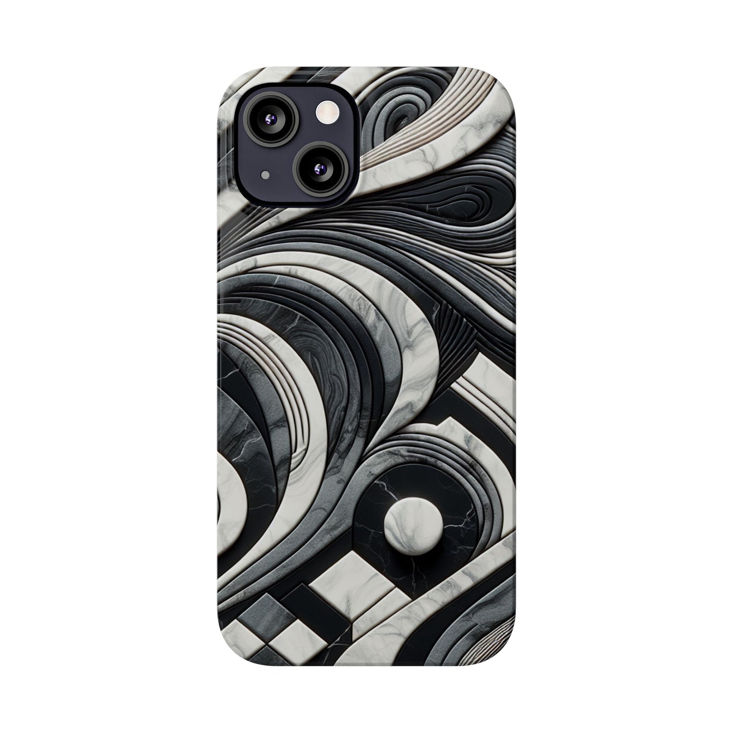 Elegant Marble Slim Phone Case - Stylish Black & White Design