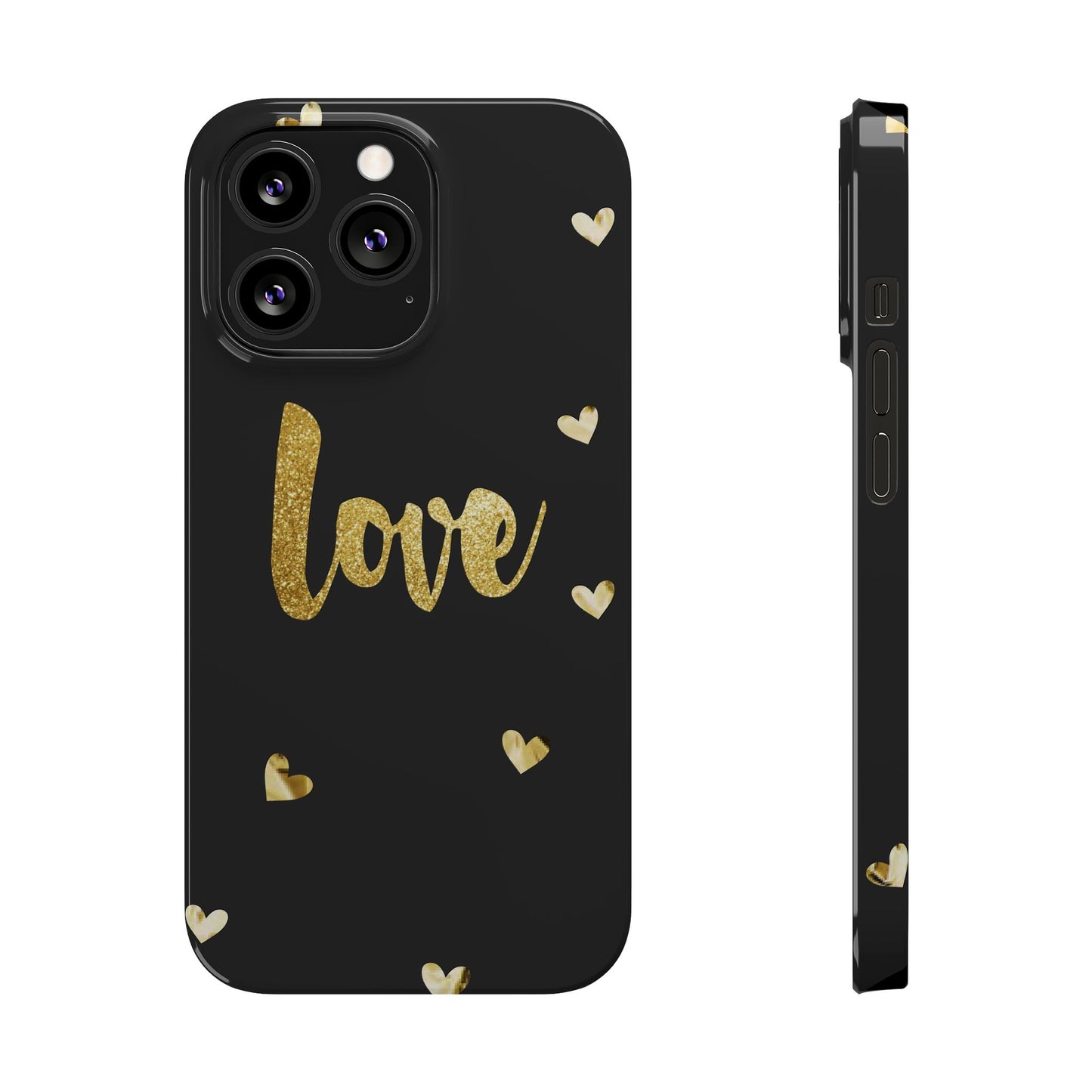 Glitter Love Slim Phone Case - Stylish Black Love Design