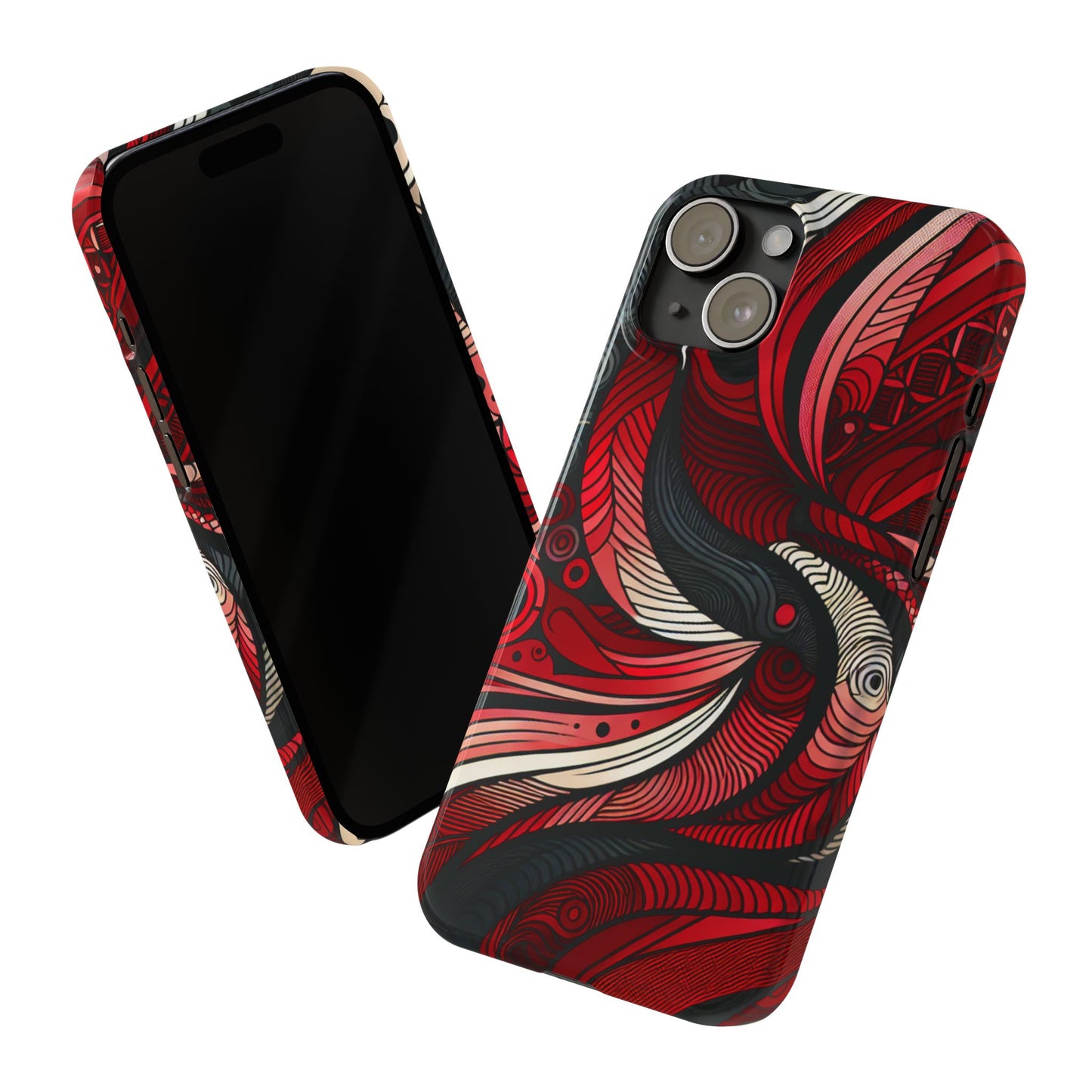 Artistic Red Swirl Slim Phone Case - Trendy Design for Stylish Protection