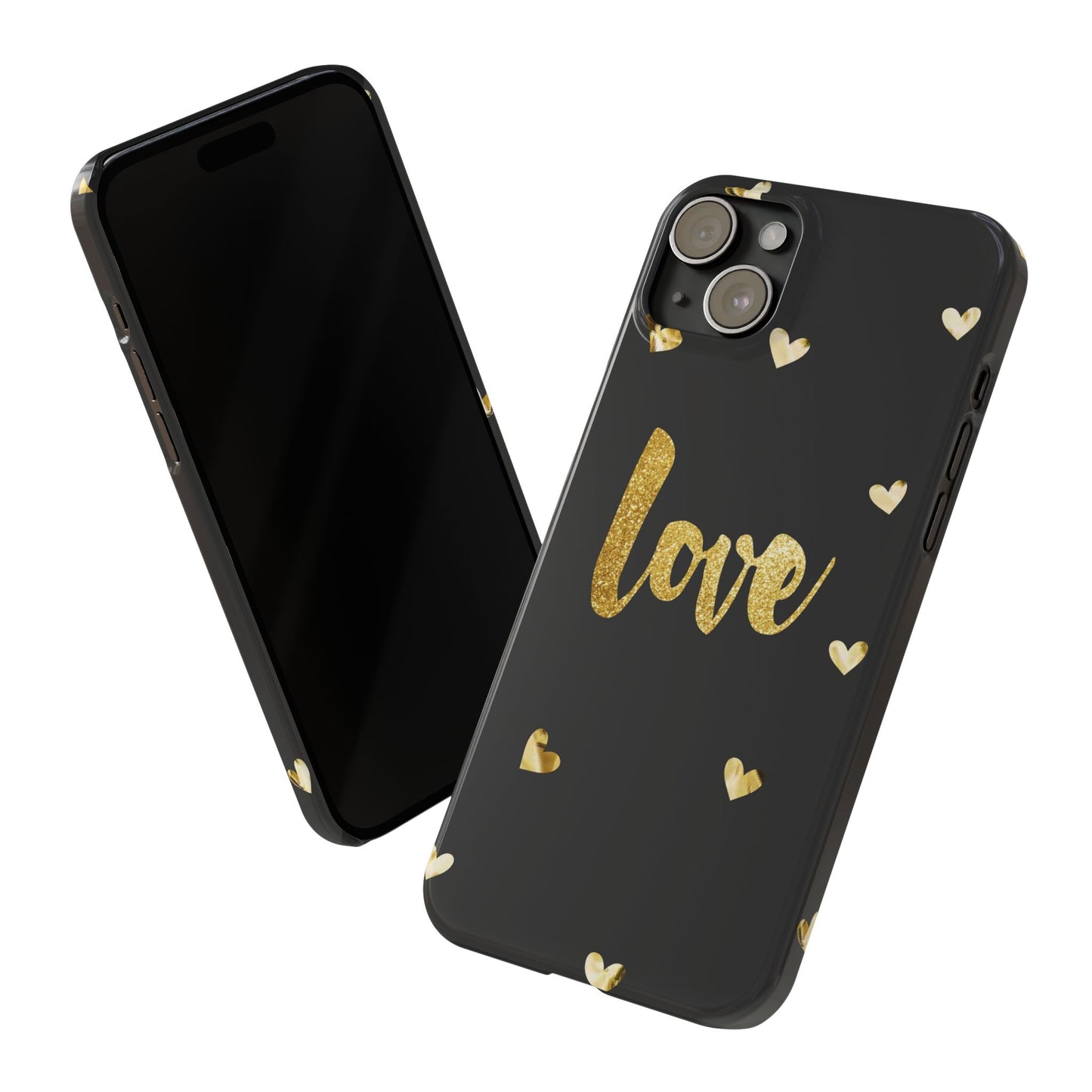 Glitter Love Slim Phone Case - Stylish Black Love Design