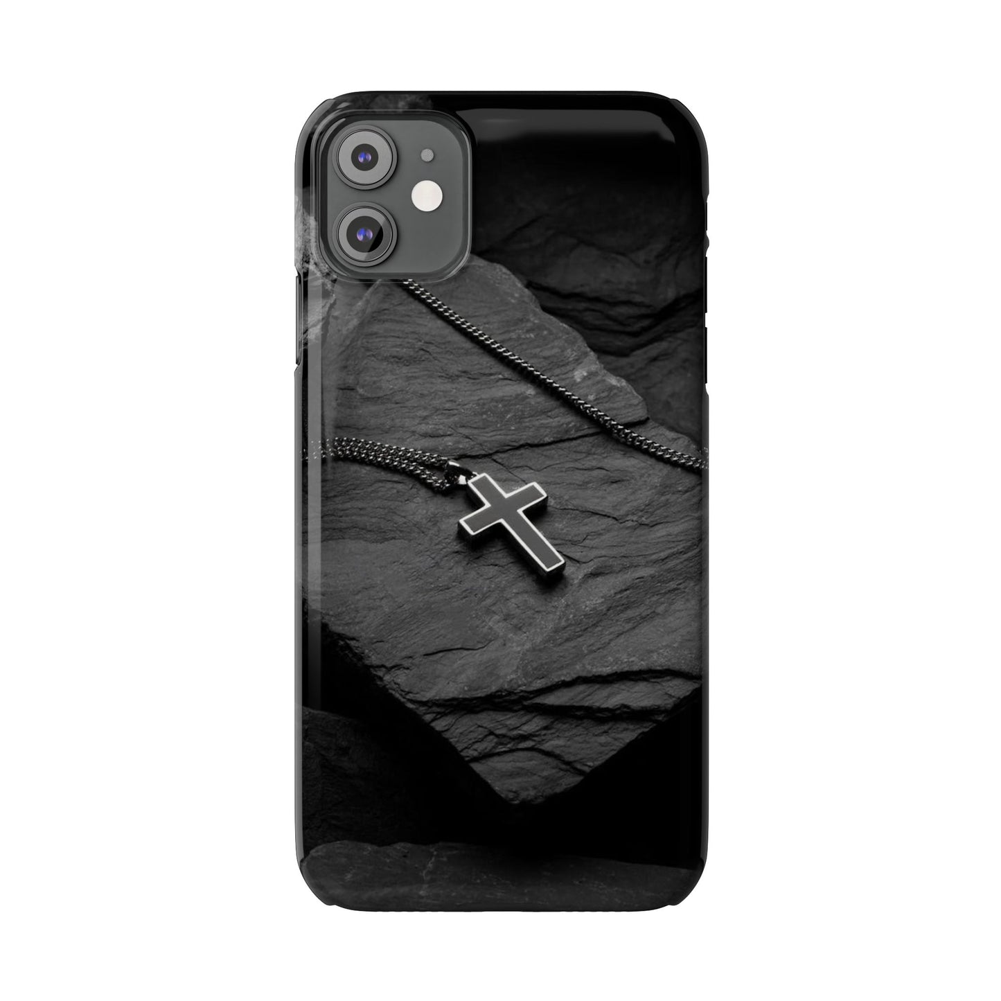 Minimalist Black Cross Slim Phone Case - Stylish & Modern Design