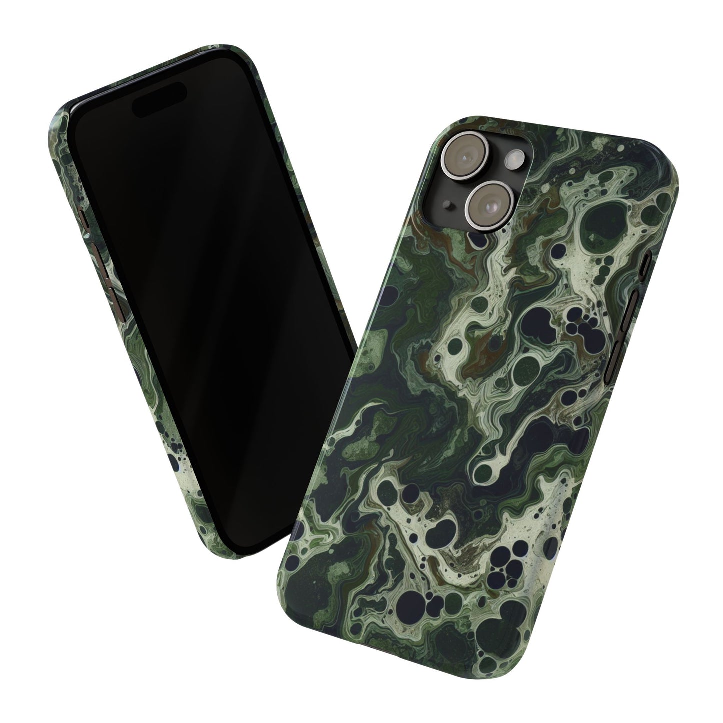 Marbled Green Slim Phone Case - Stylish Protection for Nature Lovers