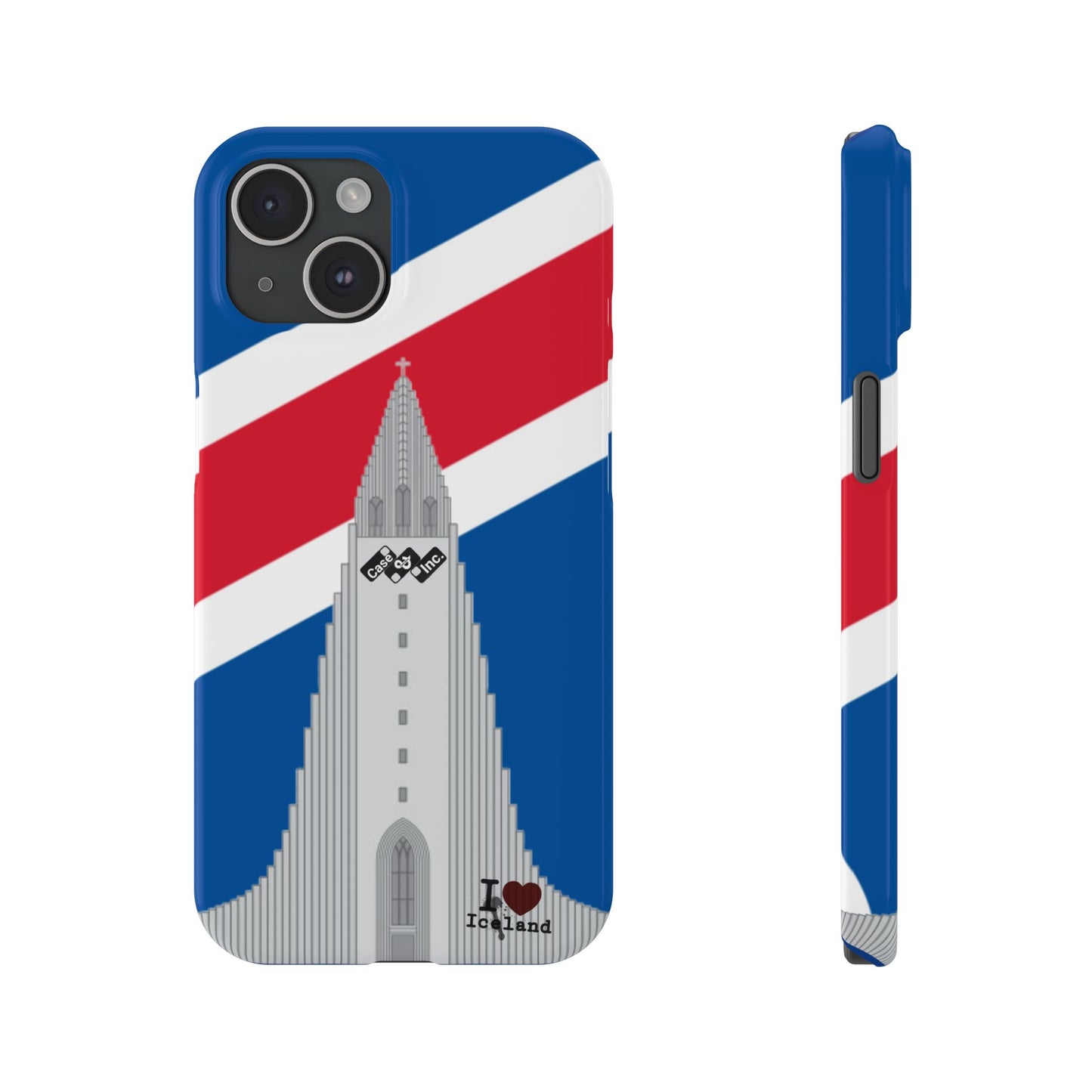 I Love Iceland Slim Phone Case - Colorful Reykjavík Landmark Design