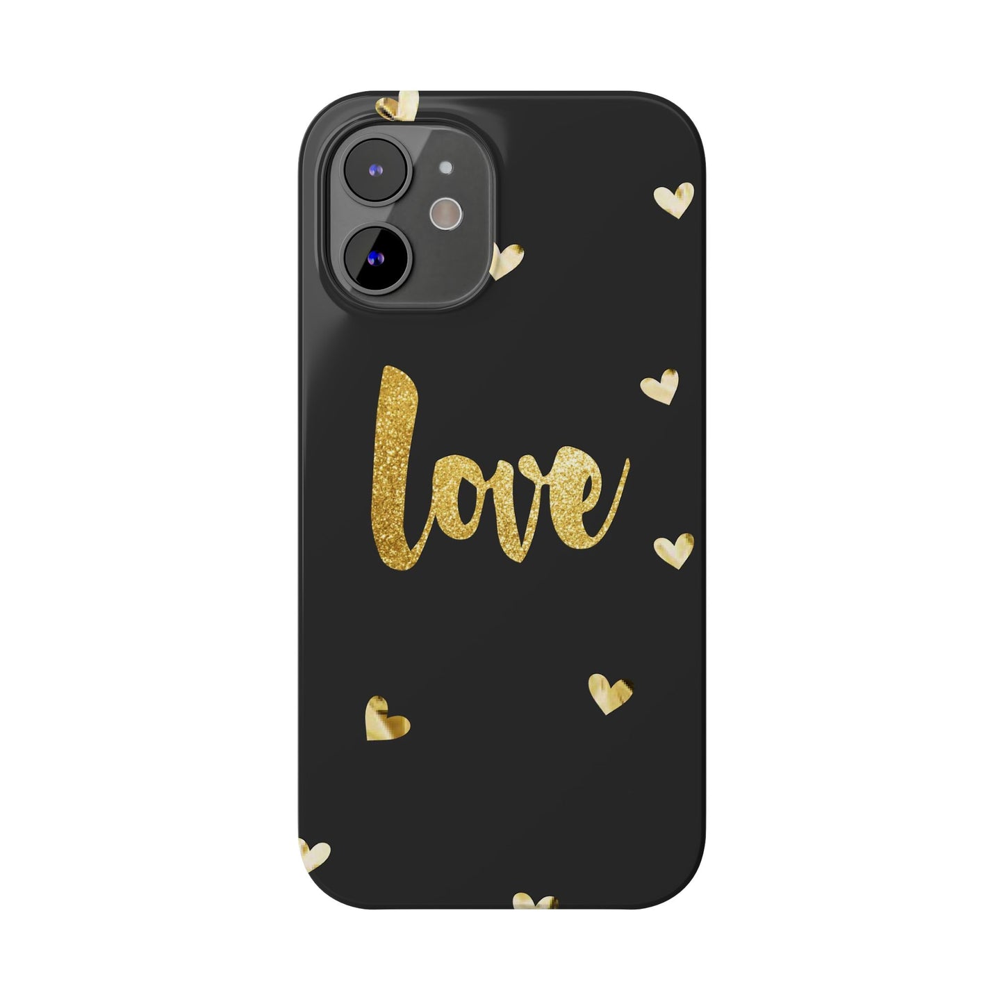 Glitter Love Slim Phone Case - Stylish Black Love Design