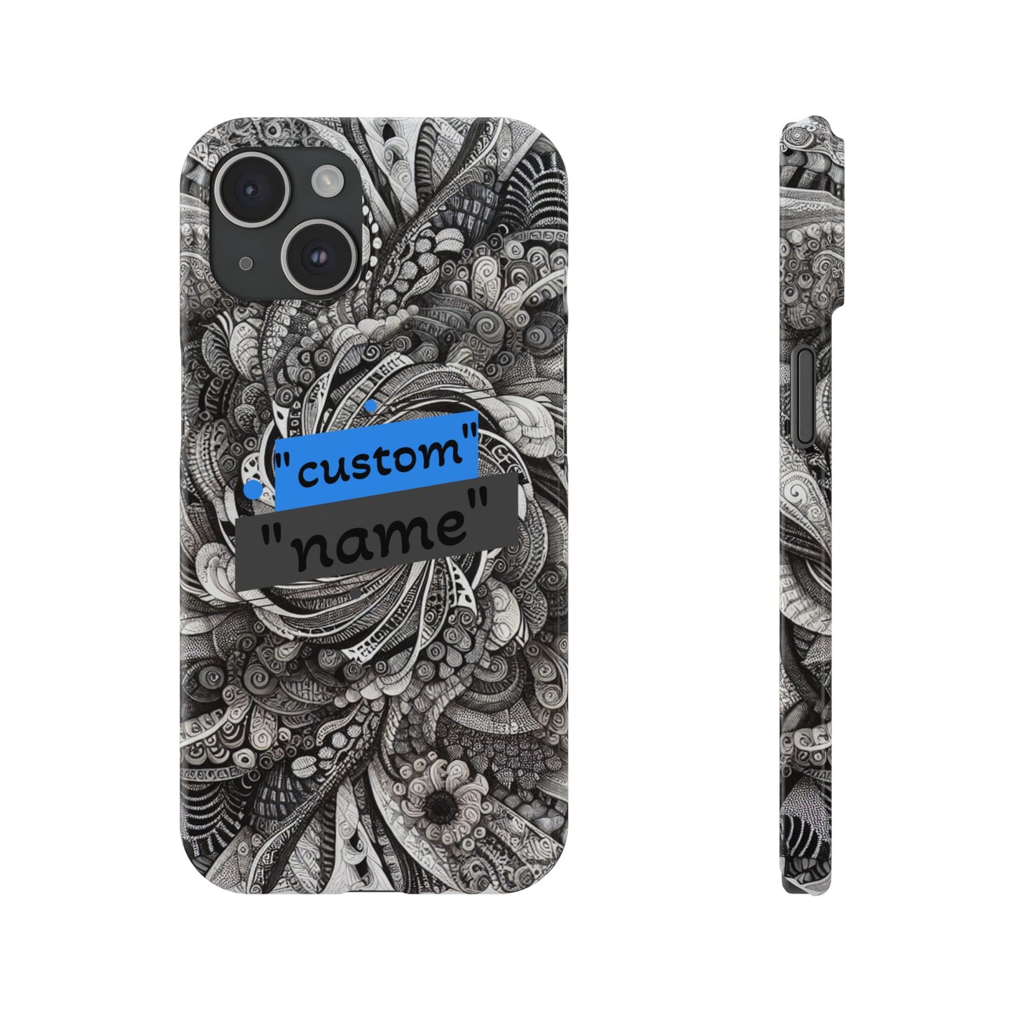 Customizable Slim Phone Cases - Personalized Black Swirl Design