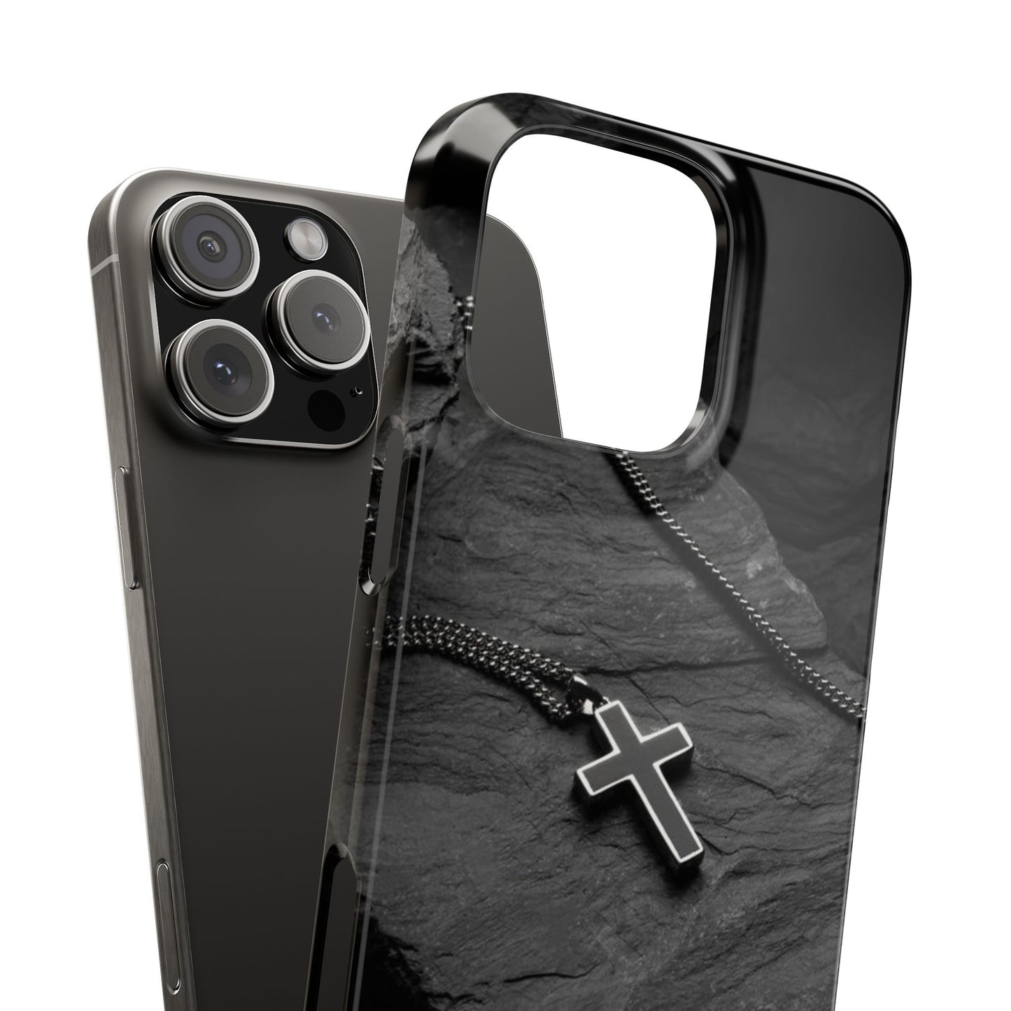 Minimalist Black Cross Slim Phone Case - Stylish & Modern Design