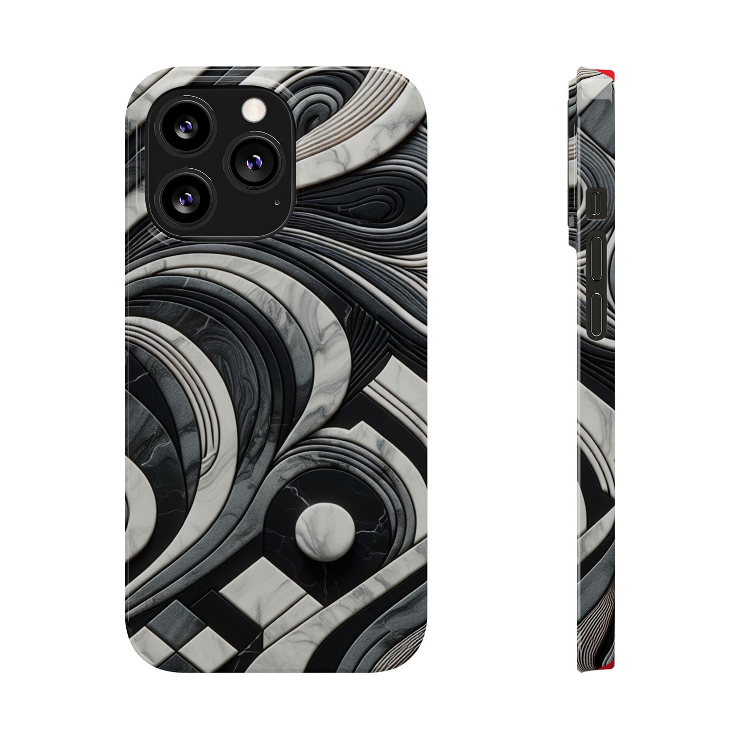 Elegant Marble Slim Phone Case - Stylish Black & White Design