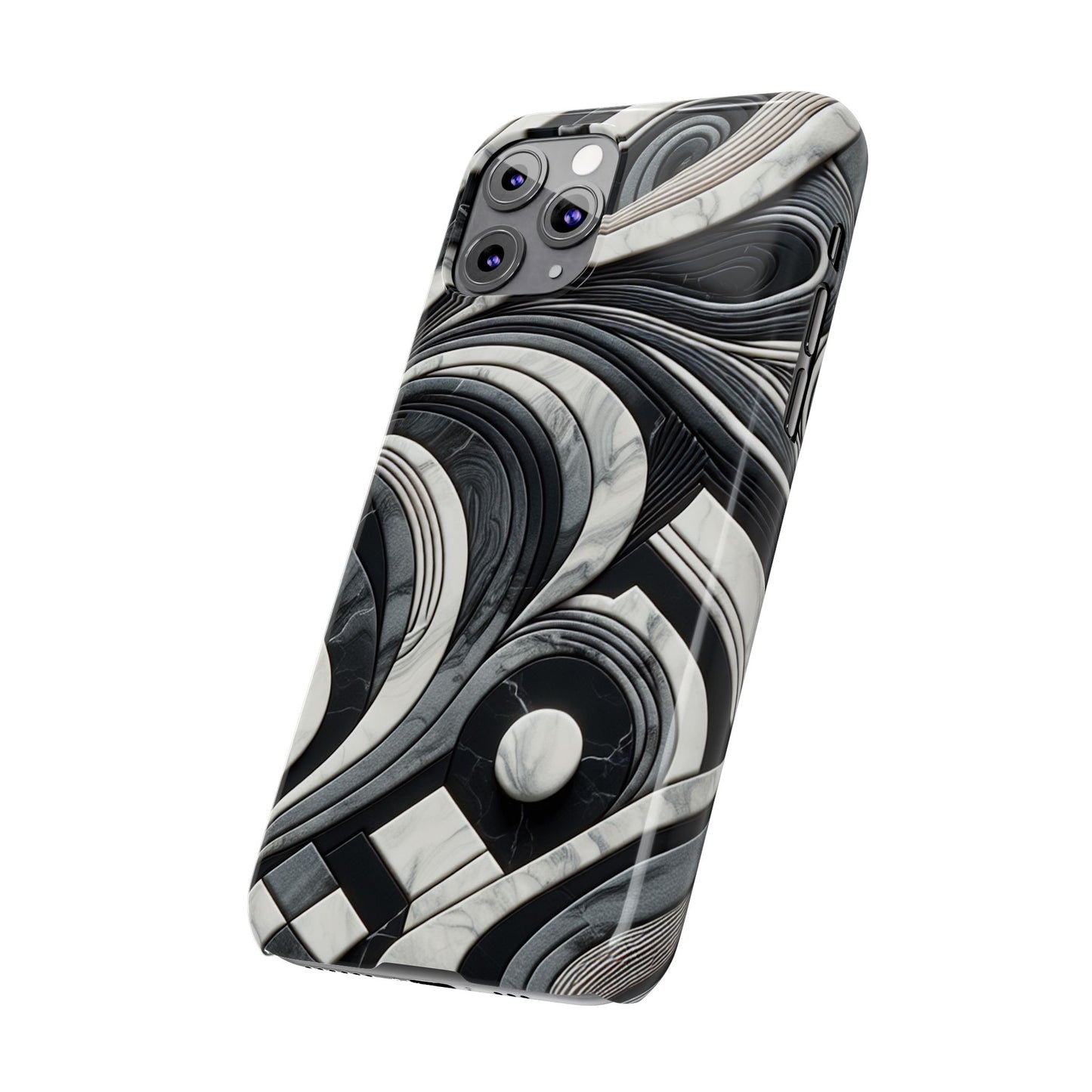 Elegant Marble Slim Phone Case - Stylish Black & White Design