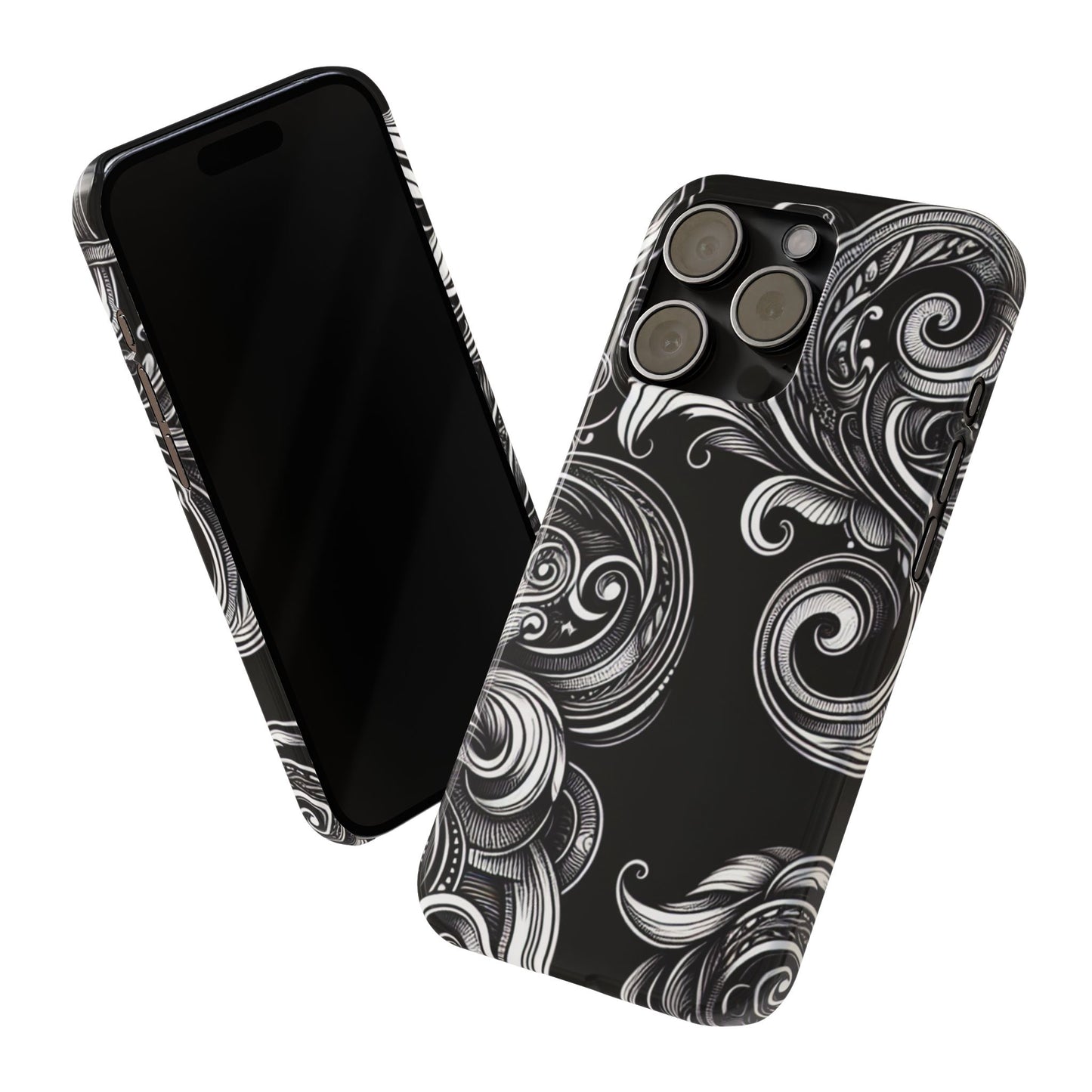 Elegant Black Swirl Slim Phone Case - Artistic Design for All Occasions