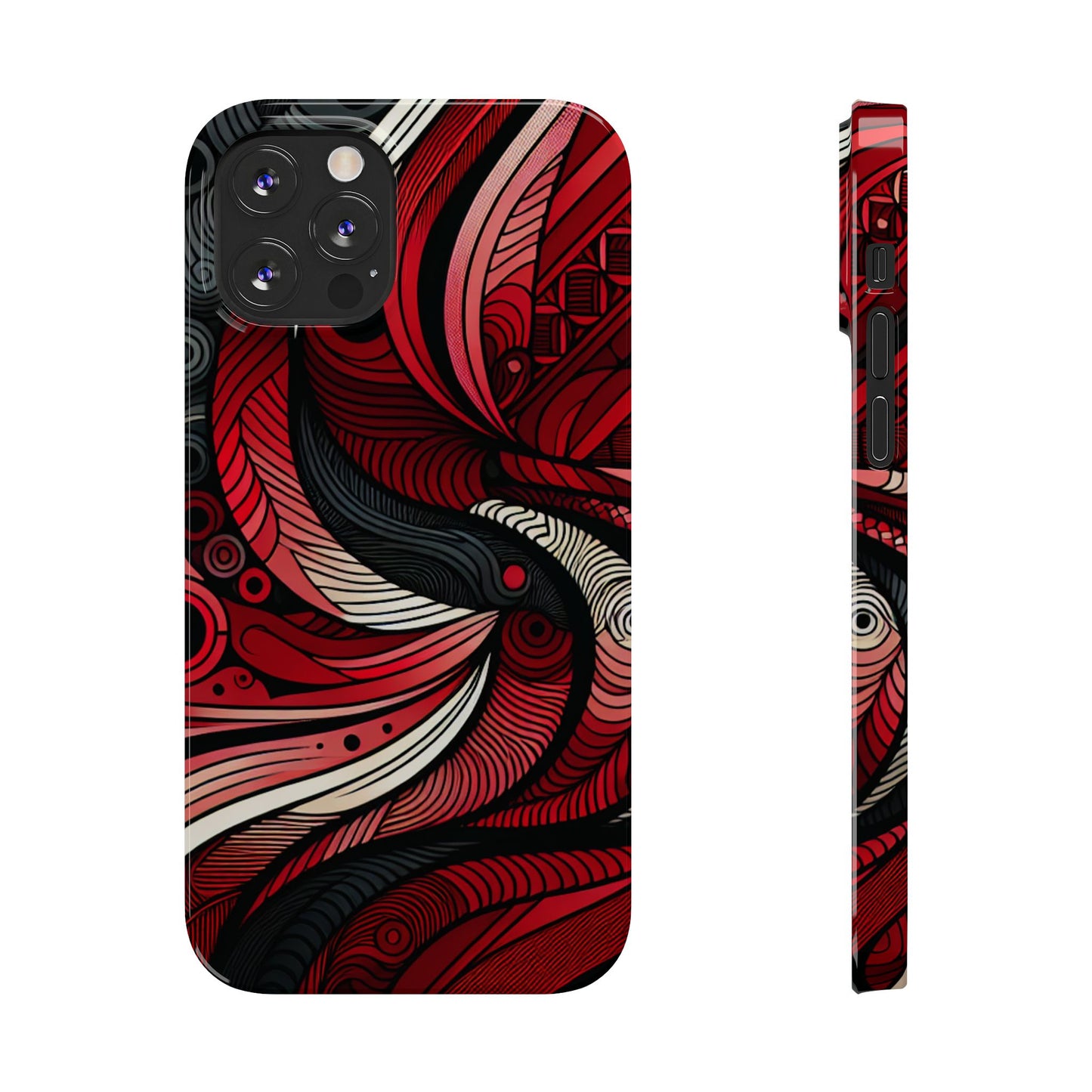 Artistic Red Swirl Slim Phone Case - Trendy Design for Stylish Protection