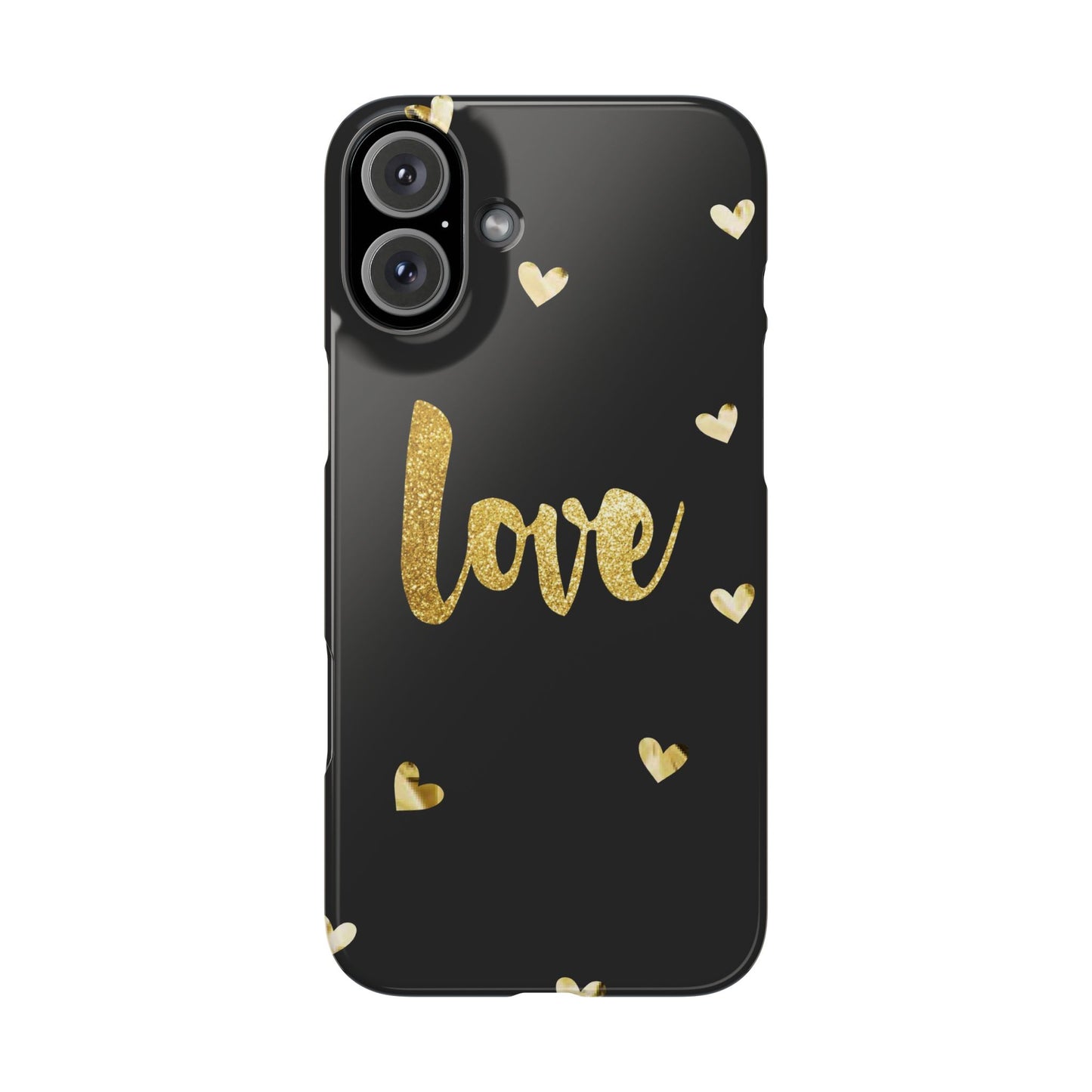 Glitter Love Slim Phone Case - Stylish Black Love Design